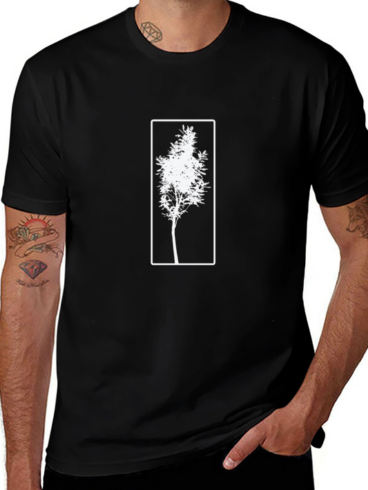 Black Tee with White Tree Graphic