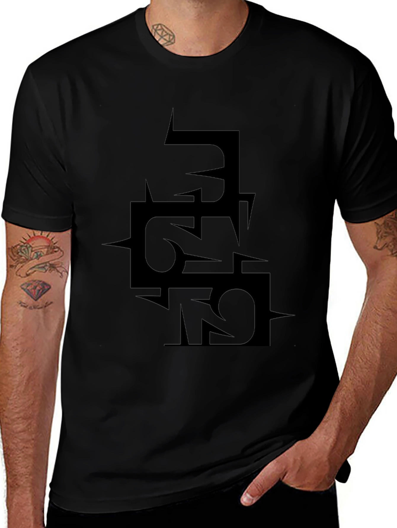 Edgy Black Graphic Tee - Statement Design