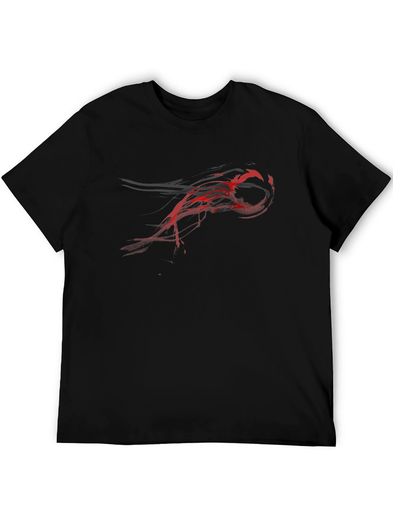 Mens Black T-Shirt with Abstract Red Graphic Design