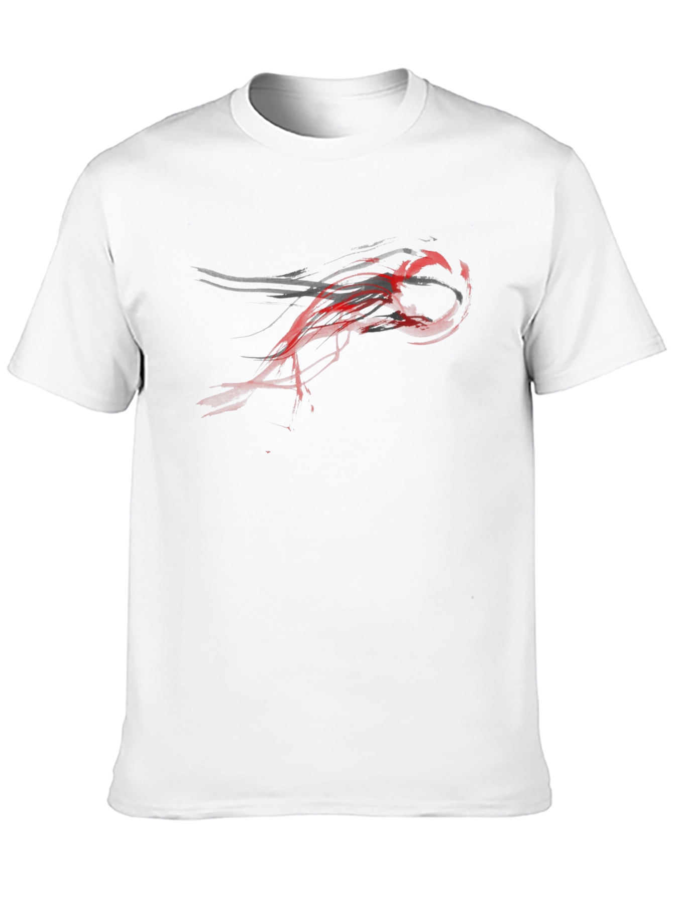 Mens Black T-Shirt with Abstract Red Graphic Design