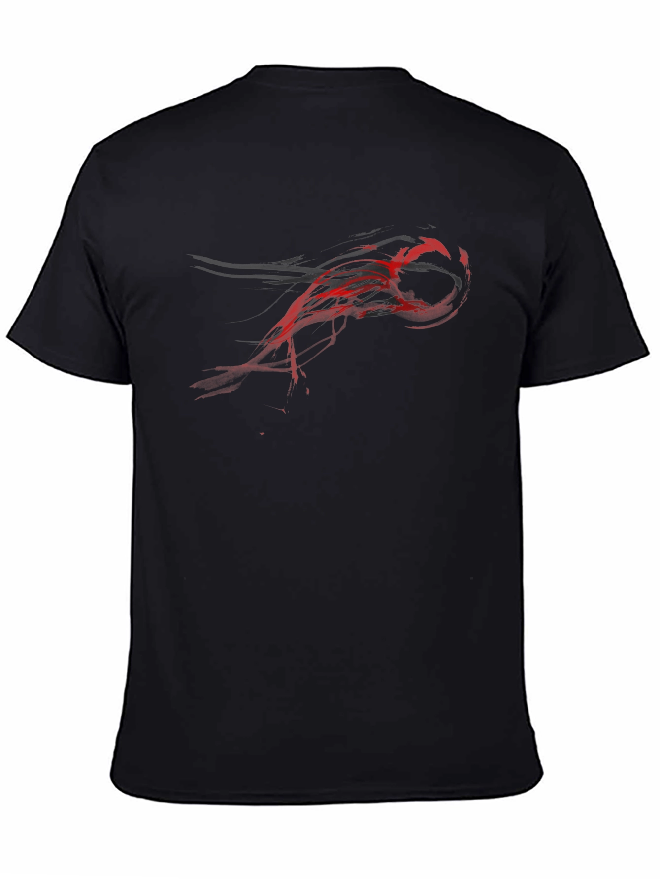 Mens Black T-Shirt with Abstract Red Graphic Design