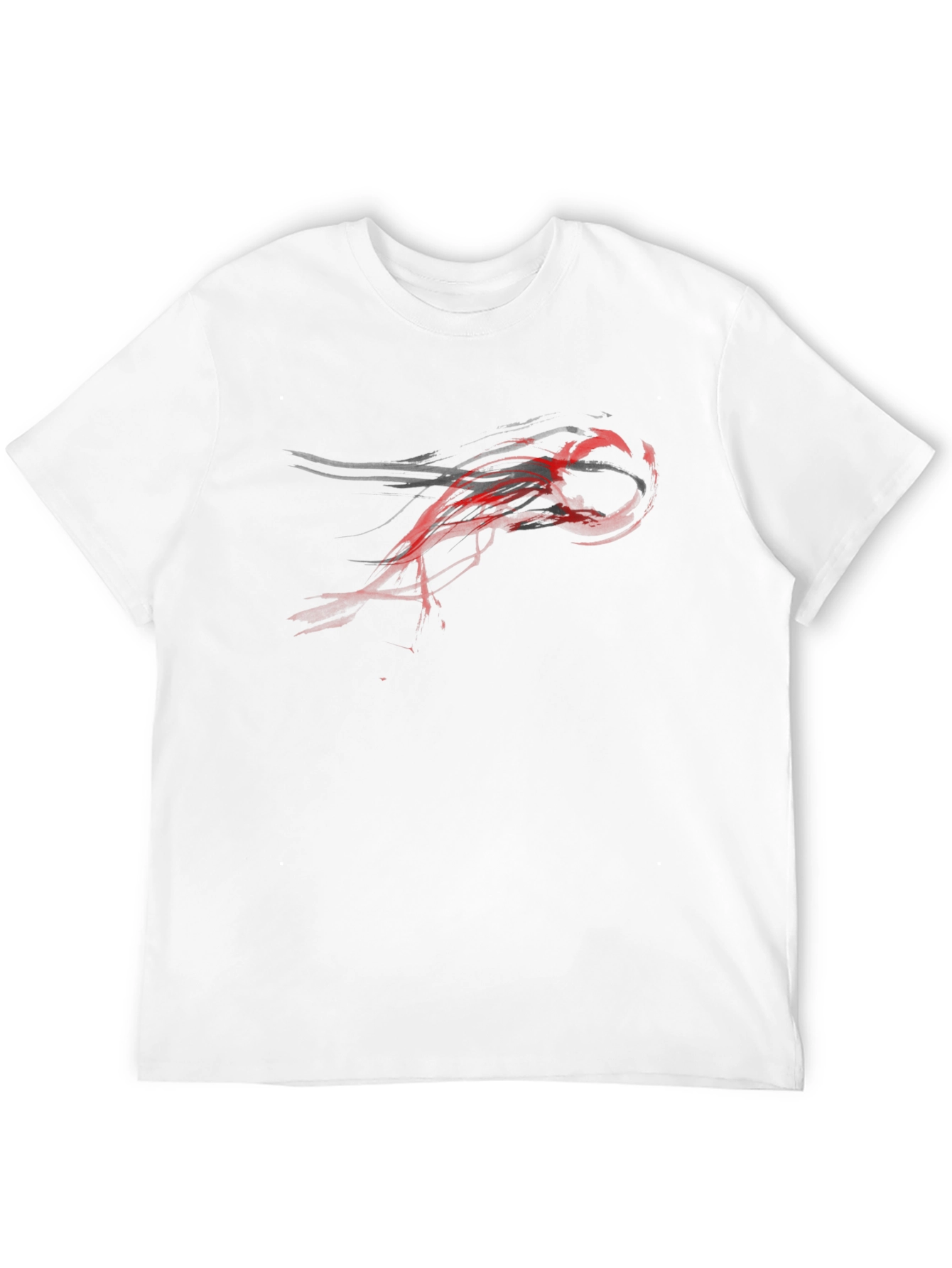 Mens Black T-Shirt with Abstract Red Graphic Design