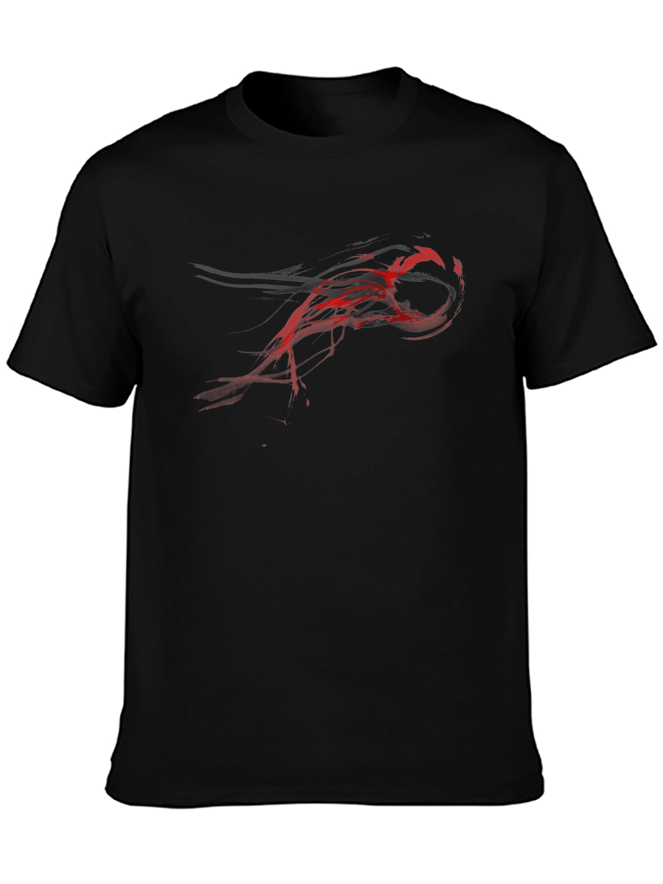 Mens Black T-Shirt with Abstract Red Graphic Design