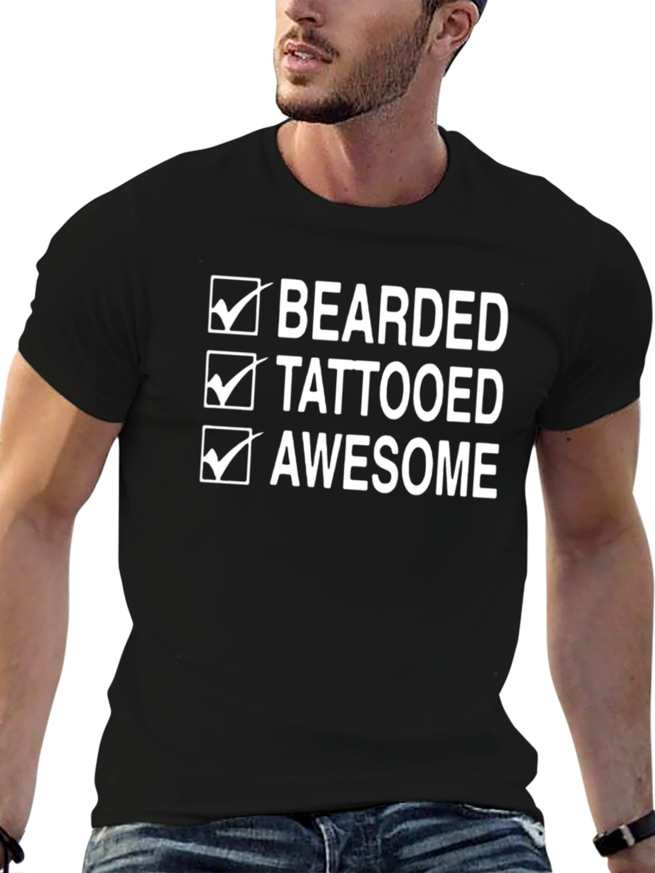 Bearded Tattooed Awesome Graphic Tee