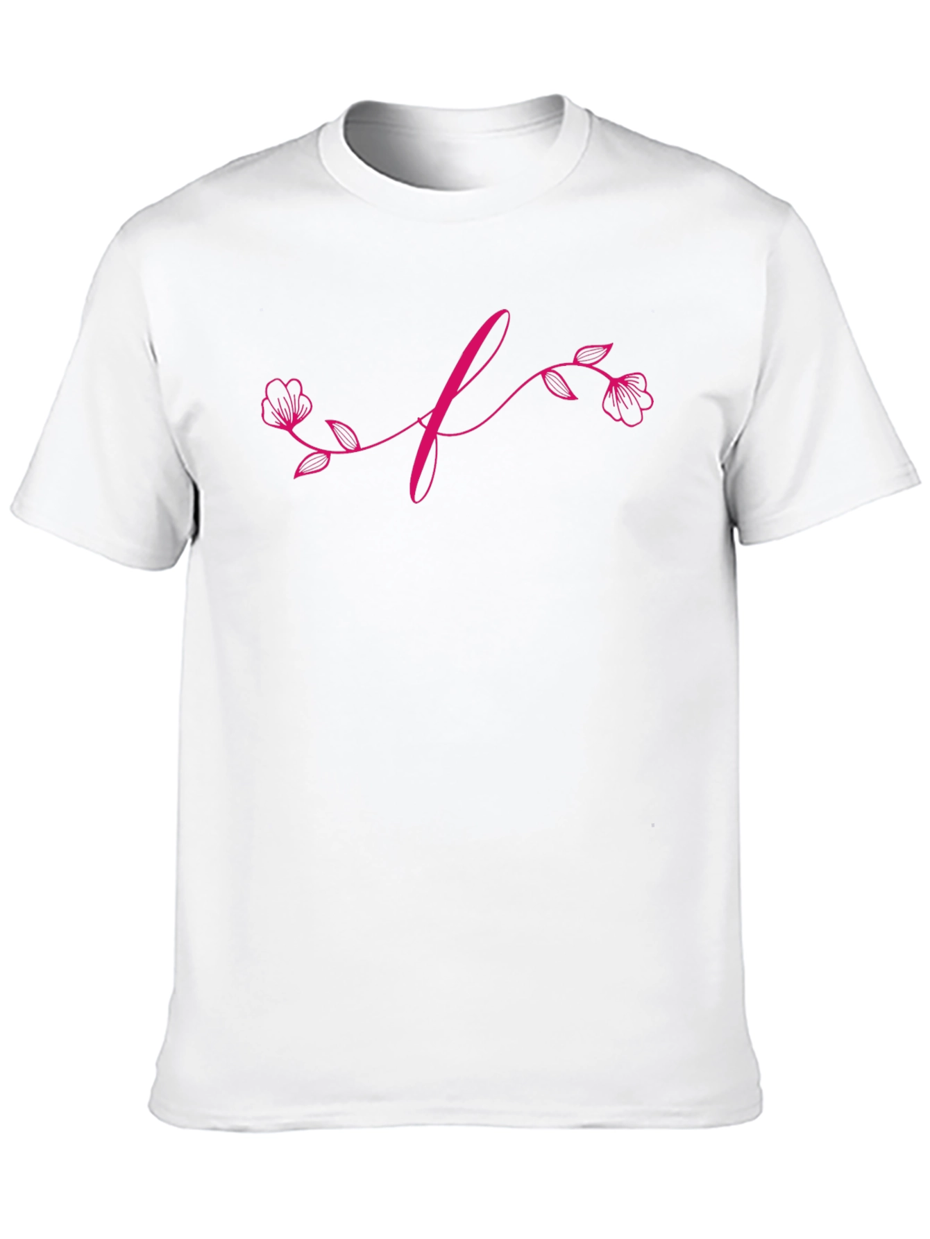 Floral Initial T-Shirt - Elegant Black Tee