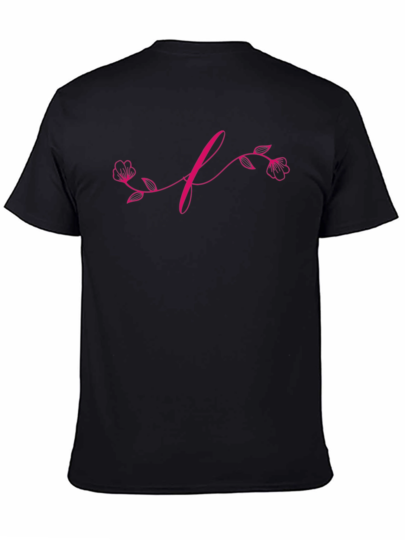 Floral Initial T-Shirt - Elegant Black Tee