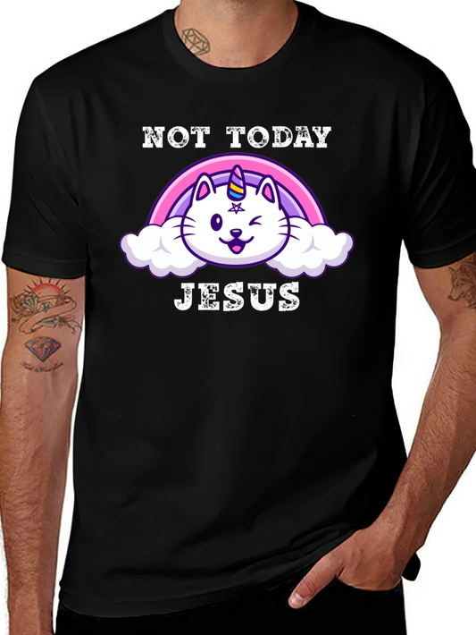 Not Today Jesus Funny Cat Rainbow Unicorn T-Shirt