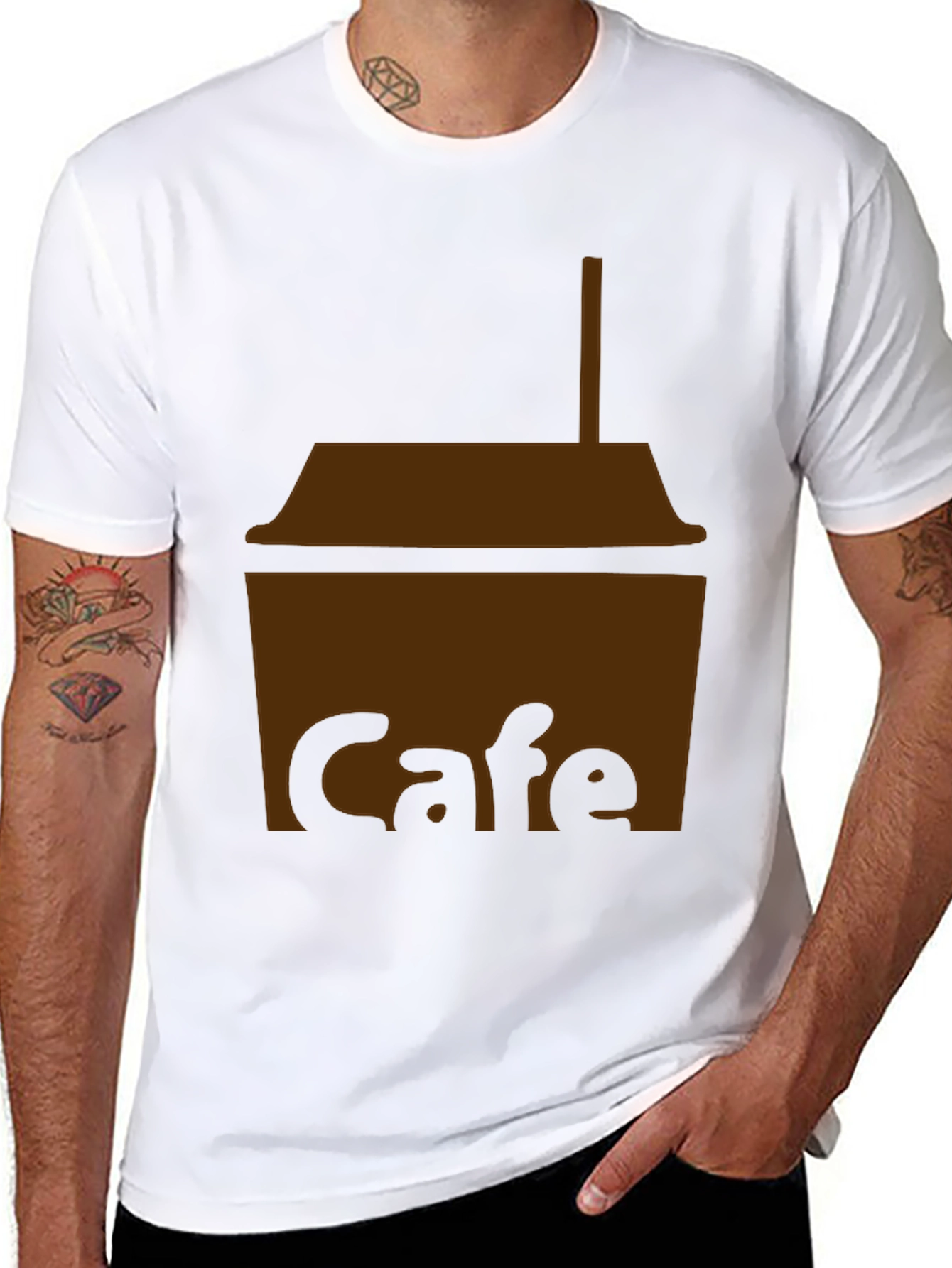 Cafe T-Shirt - Black Cotton Blend Graphic Tee