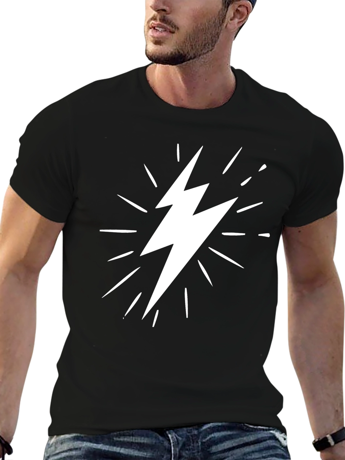 Lightning Bolt Graphic Tee - Classic Black T-Shirt