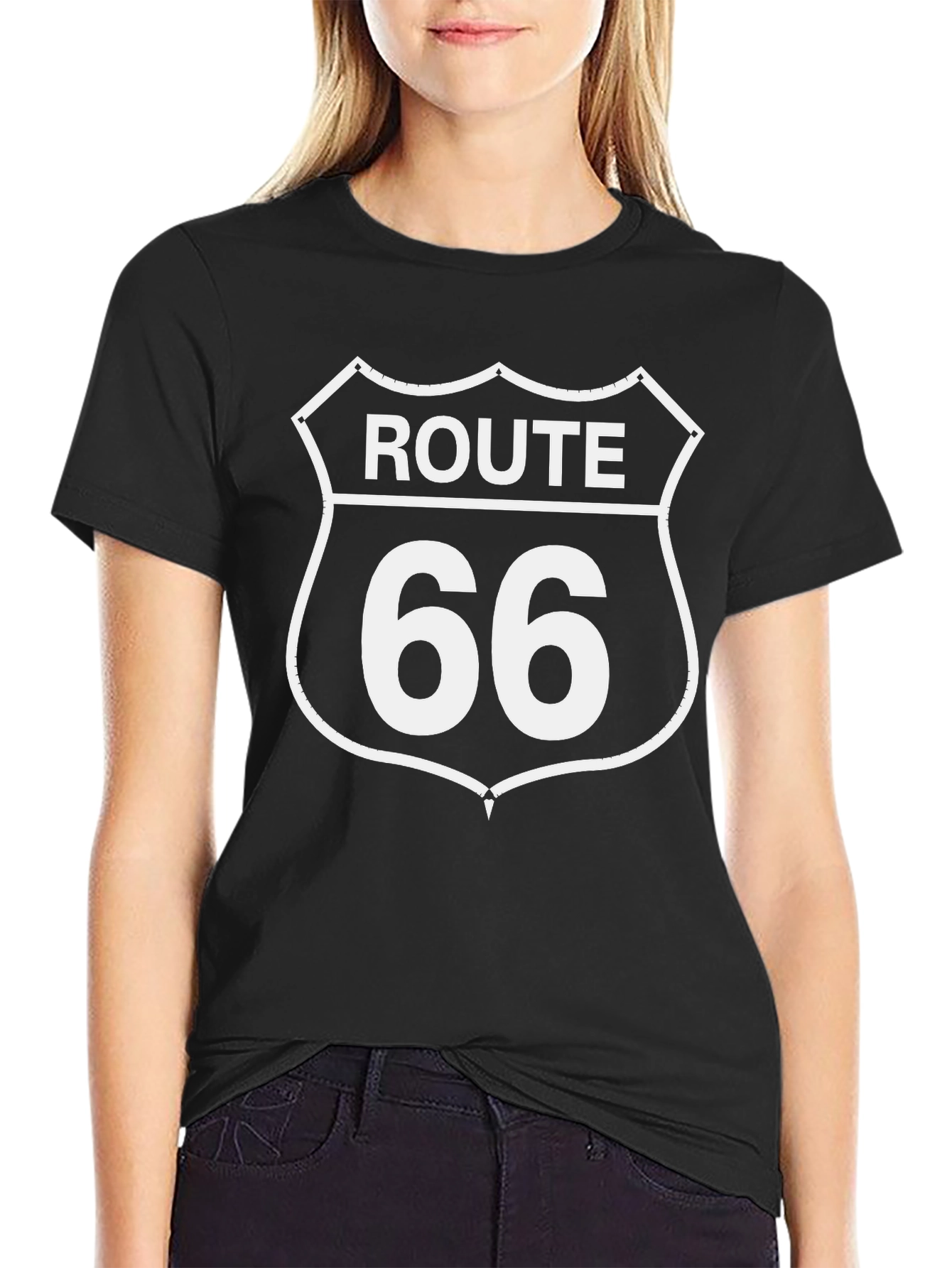 Route 66 Black Graphic T-Shirt