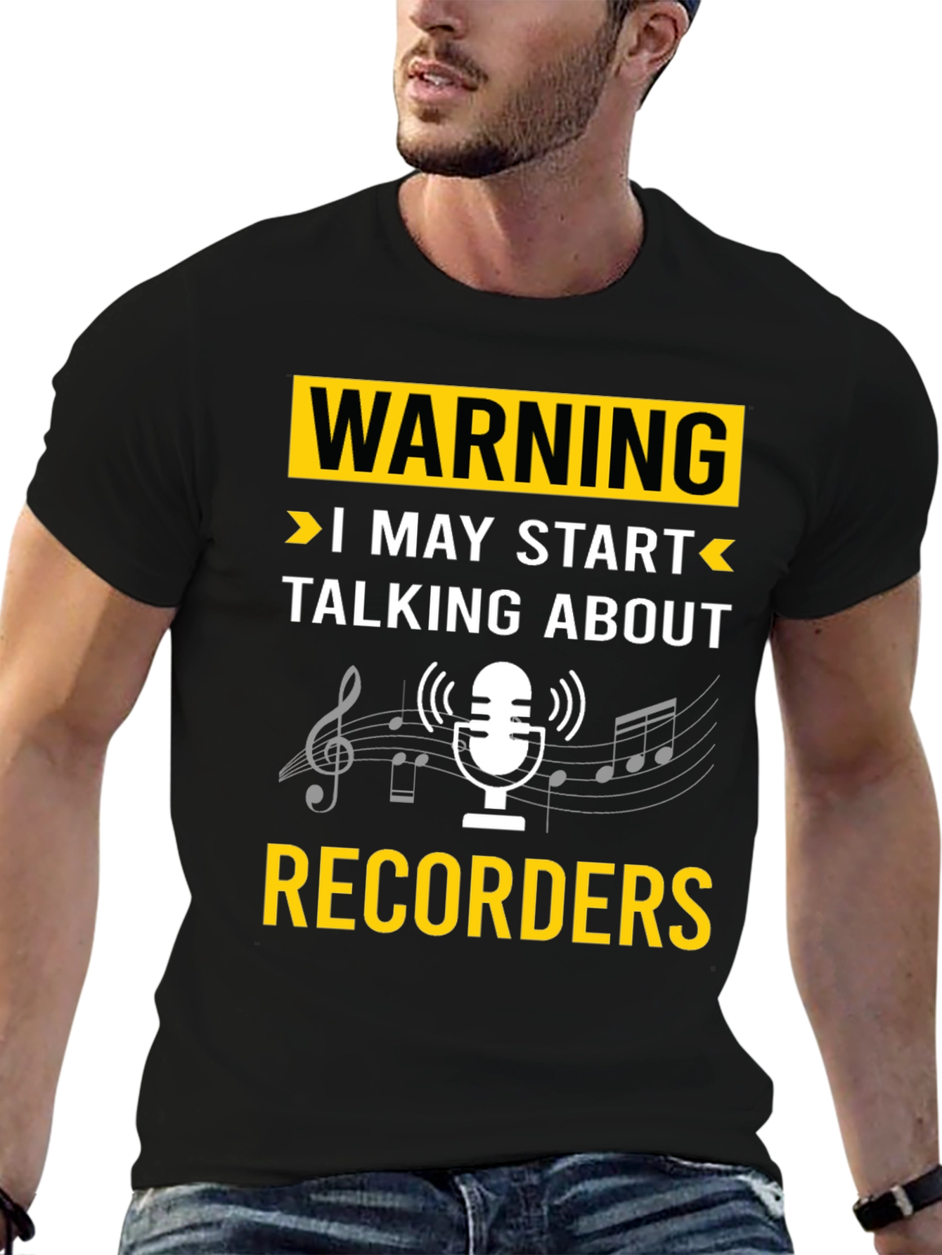 Warning Recorder T-Shirt: Music Lovers Tee