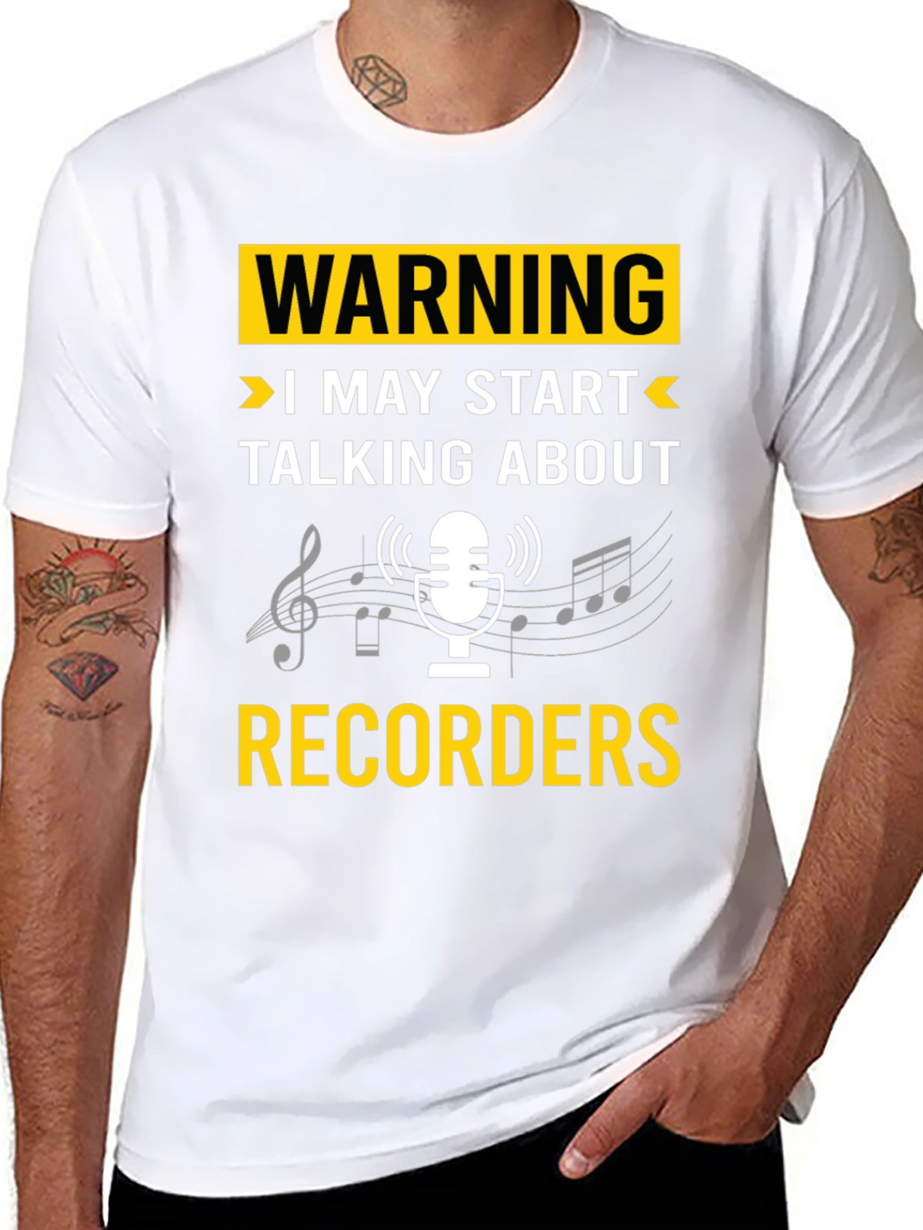 Warning Recorder T-Shirt: Music Lovers Tee