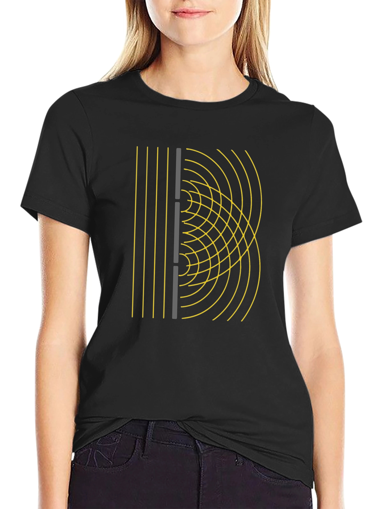 Wave Interference Black Graphic Tee