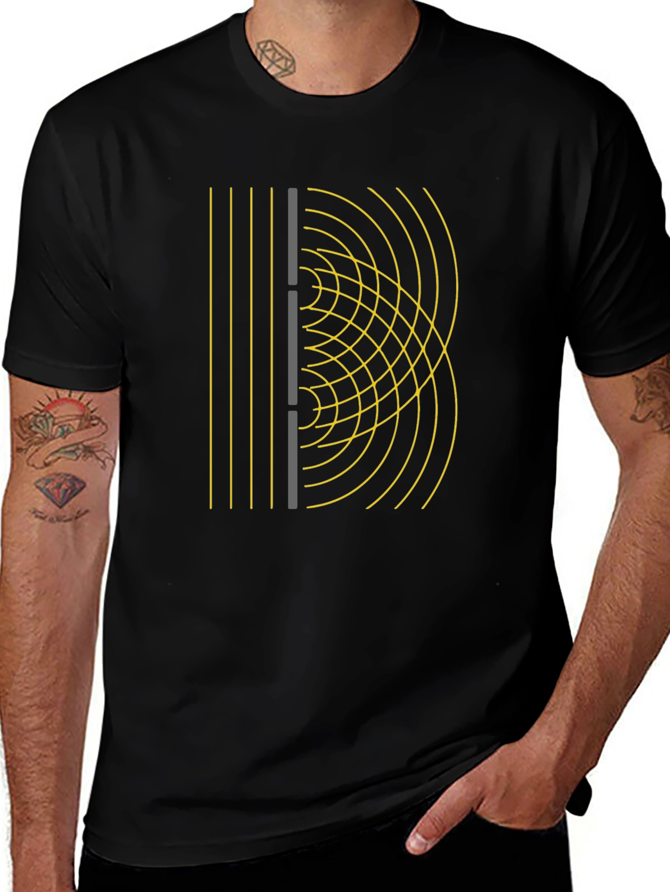 Wave Interference Black Graphic Tee