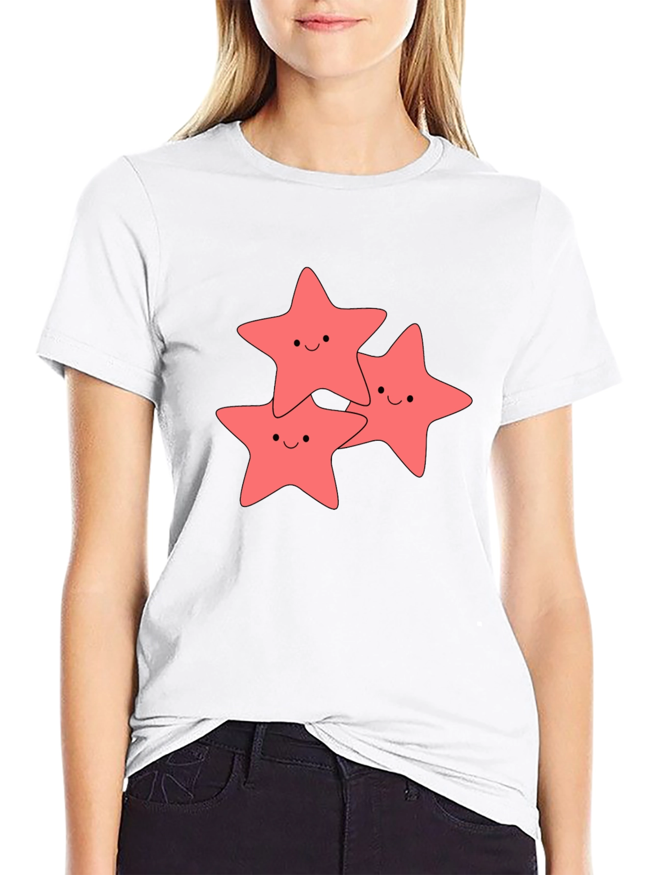 Cute Starfish Graphic Black T-Shirt