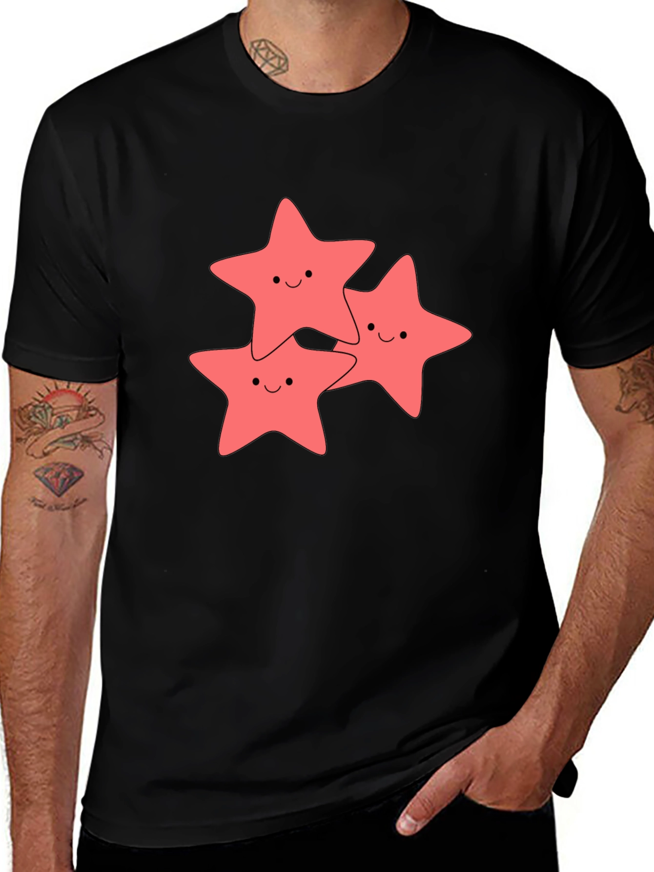 Cute Starfish Graphic Black T-Shirt