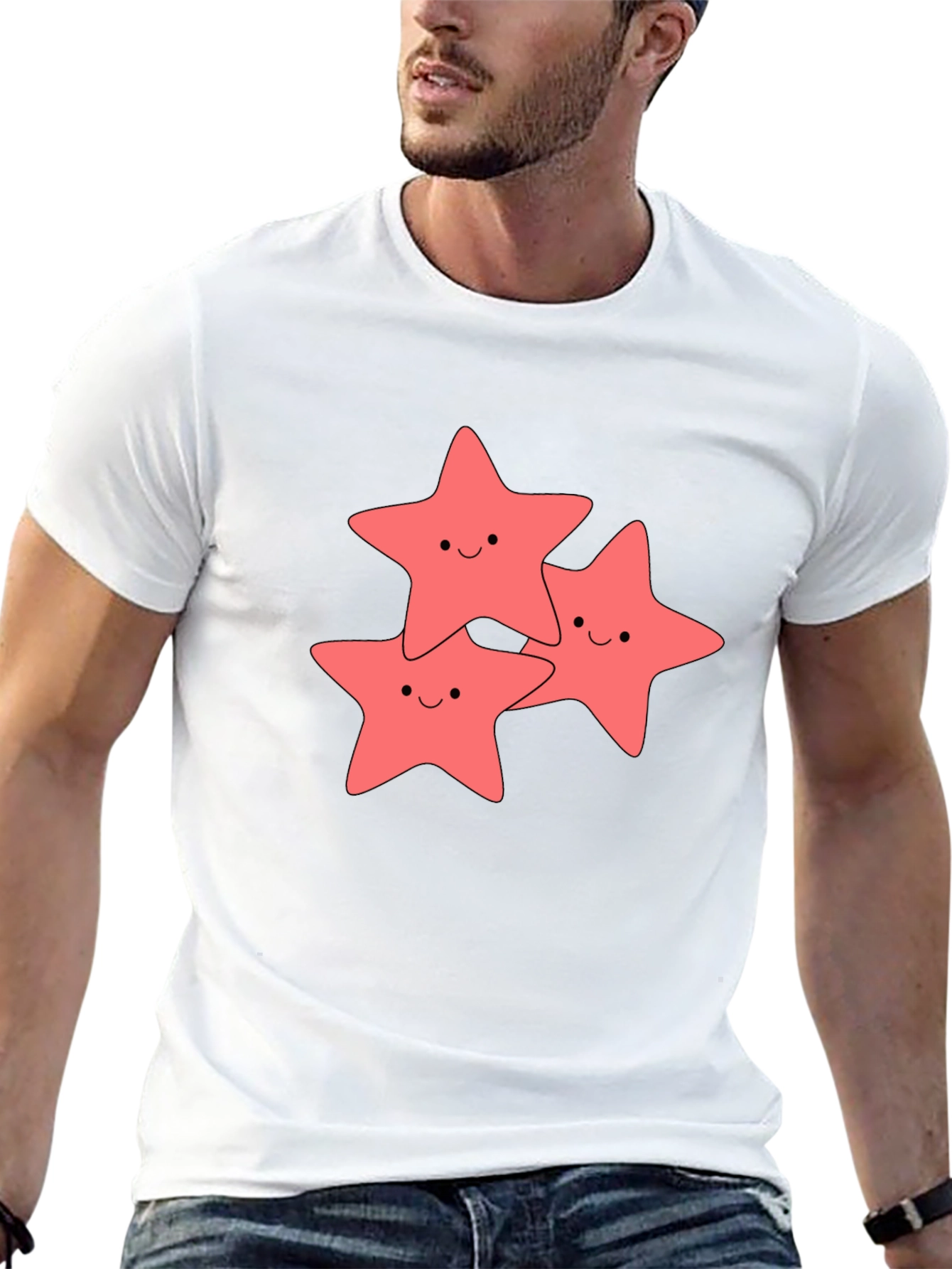 Cute Starfish Graphic Black T-Shirt