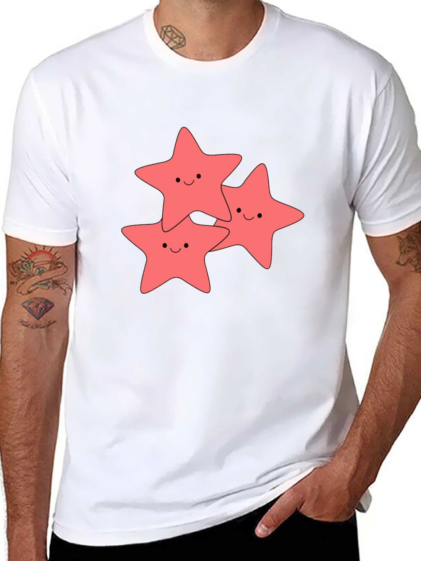 Cute Starfish Graphic Black T-Shirt