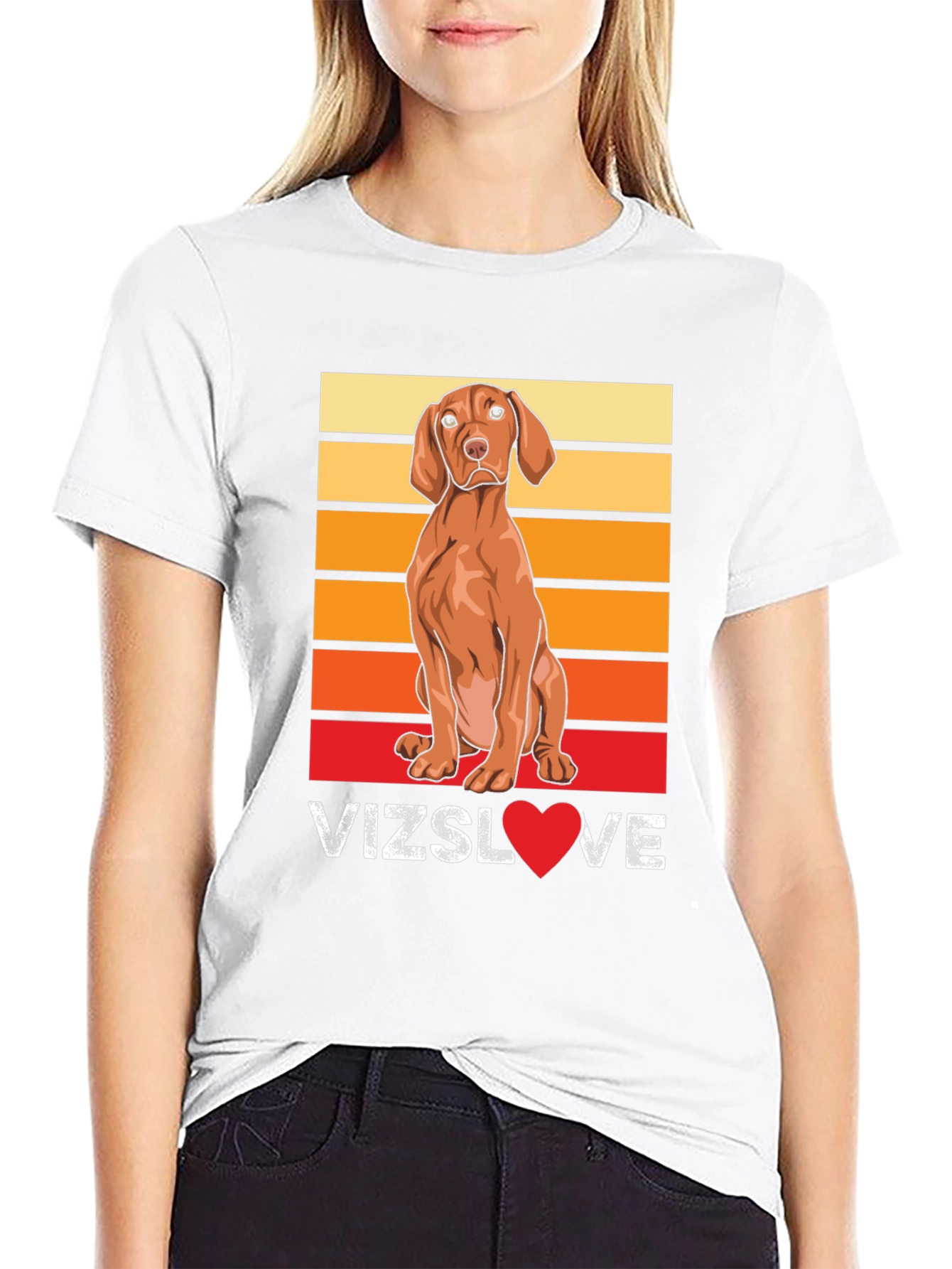 Vizsla Dog Love T-Shirt - Sunset Graphic Tee