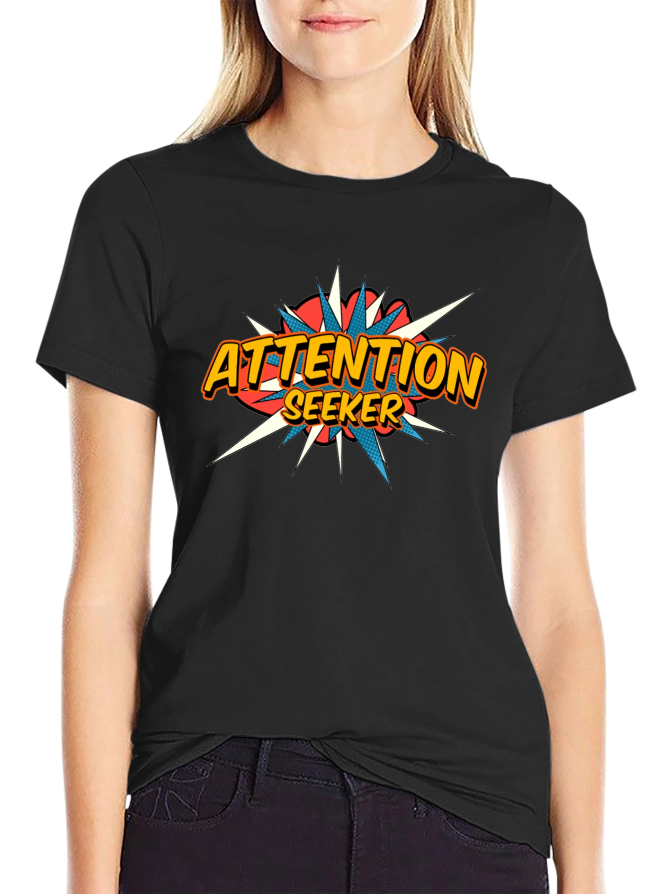 Attention Seeker Graphic Tee - Black Cotton T-Shirt