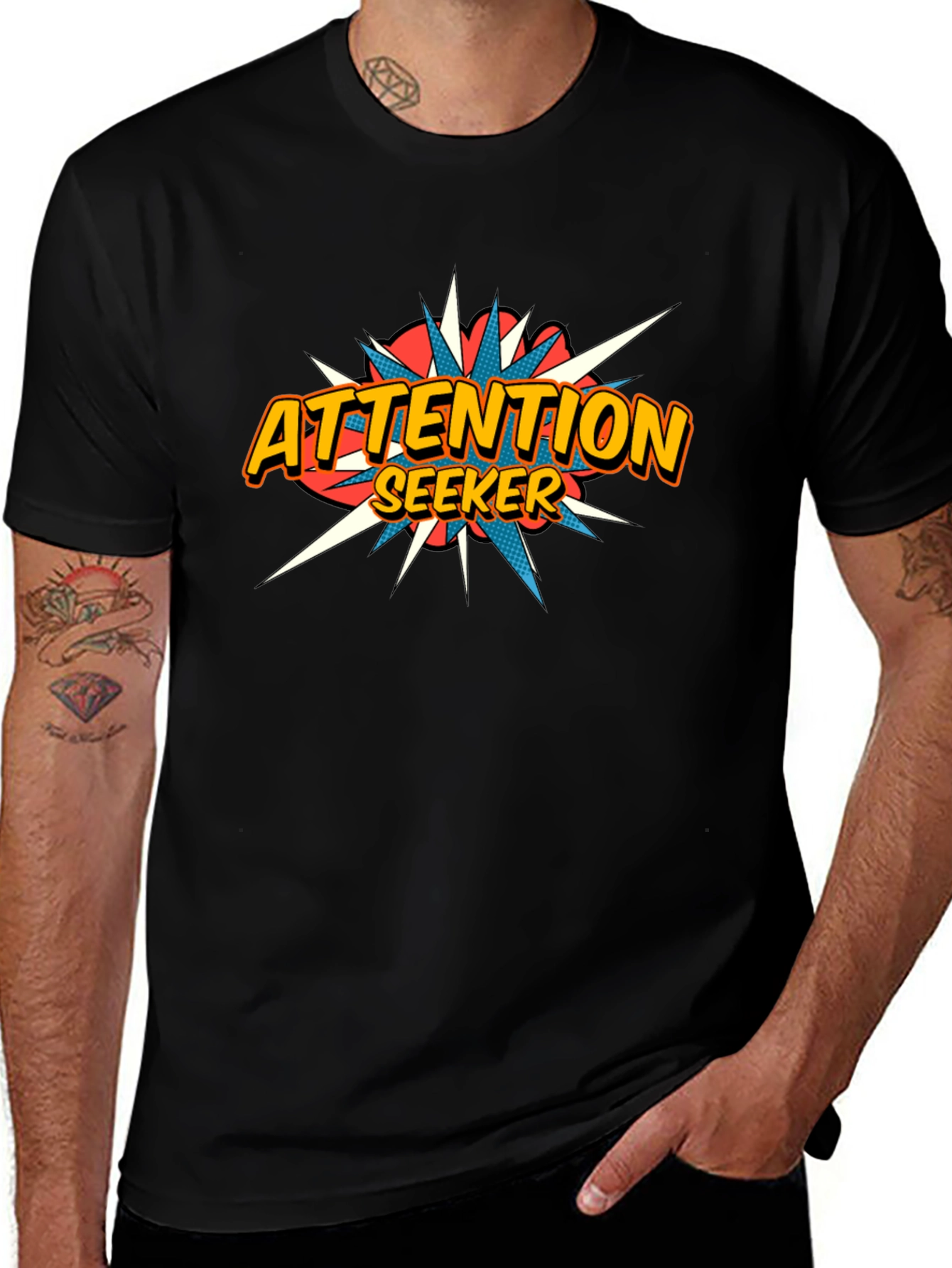 Attention Seeker Graphic Tee - Black Cotton T-Shirt
