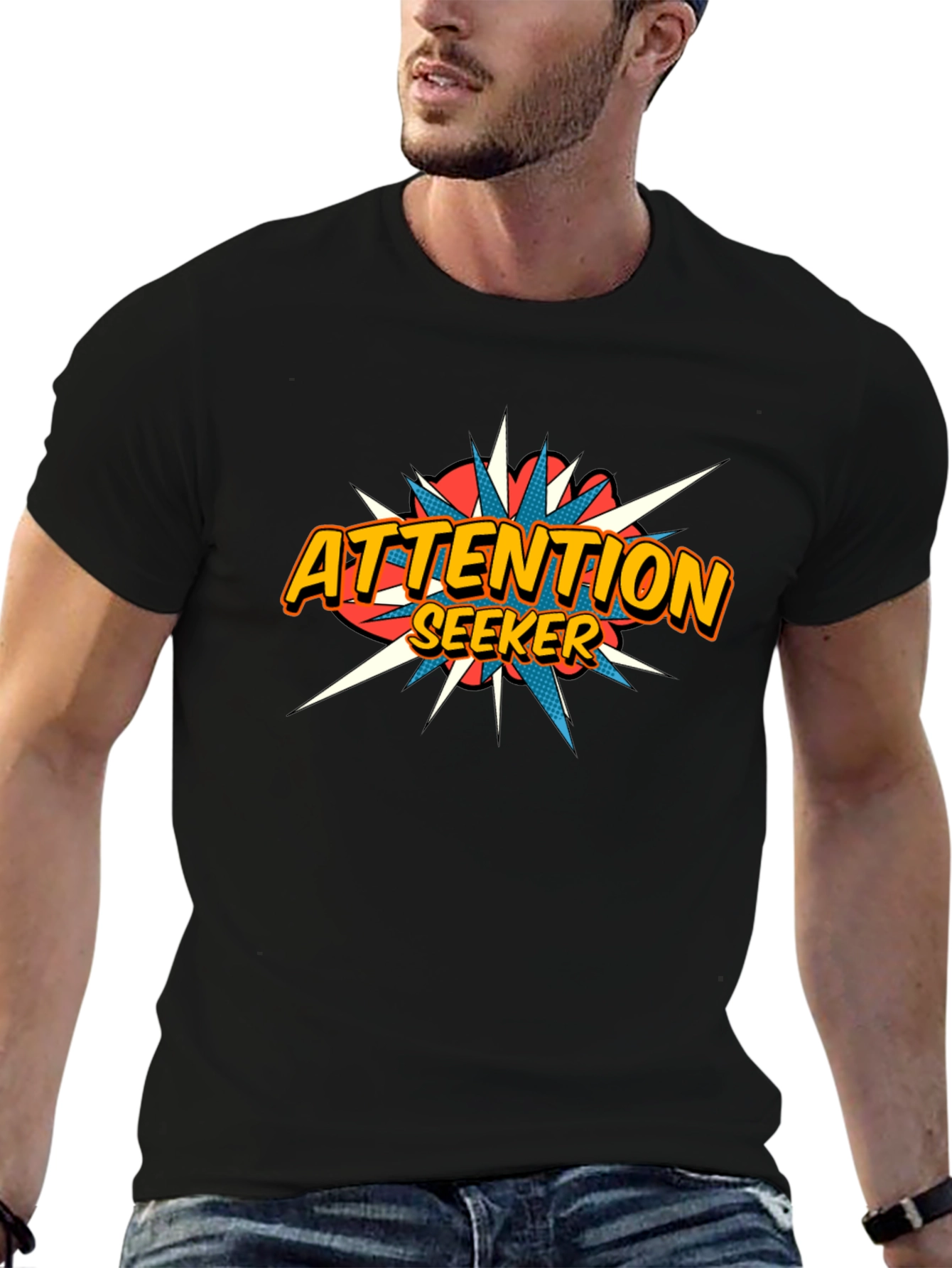 Attention Seeker Graphic Tee - Black Cotton T-Shirt