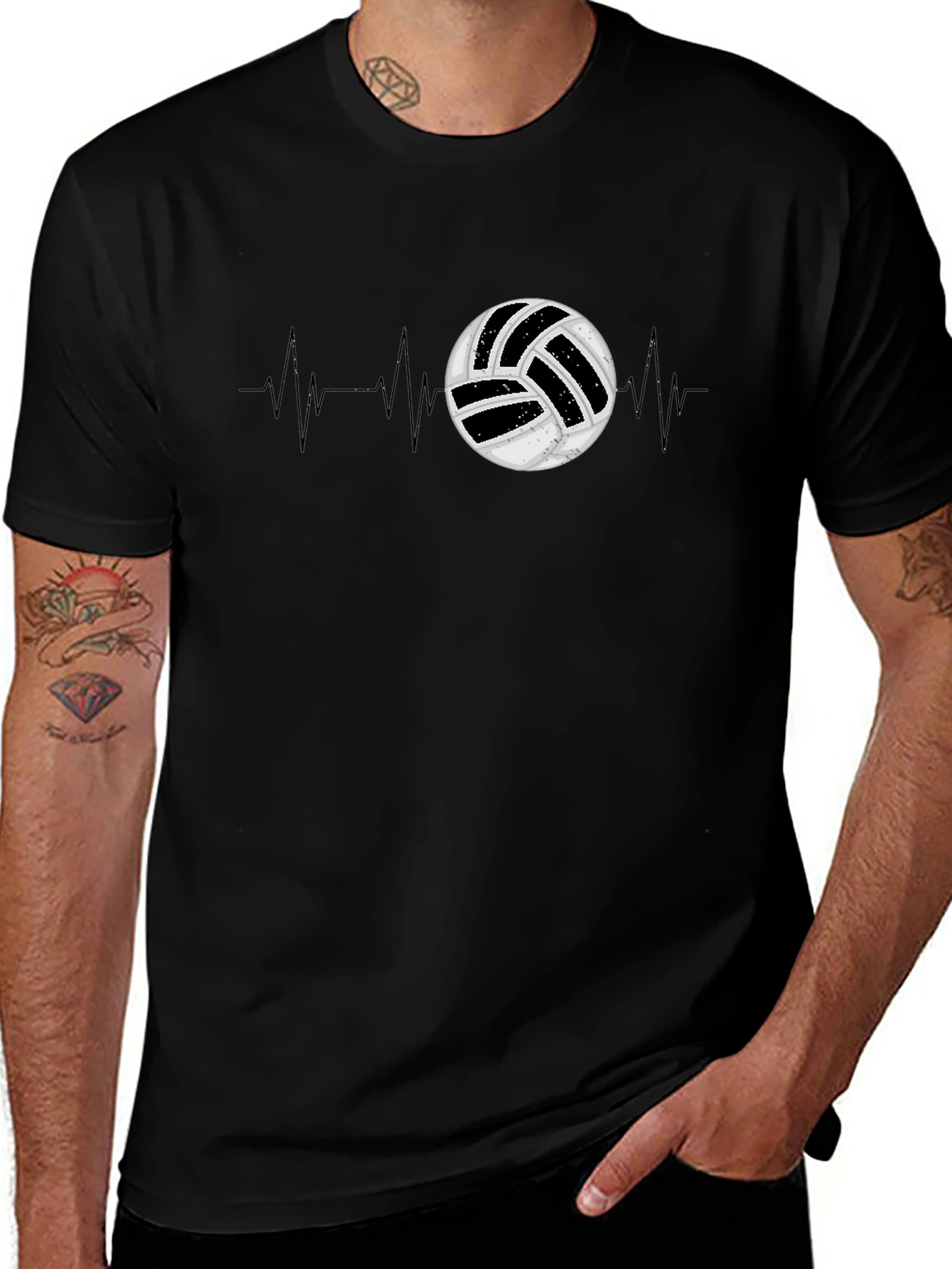 Volleyball Heartbeat Graphic Tee - Sports T-Shirt