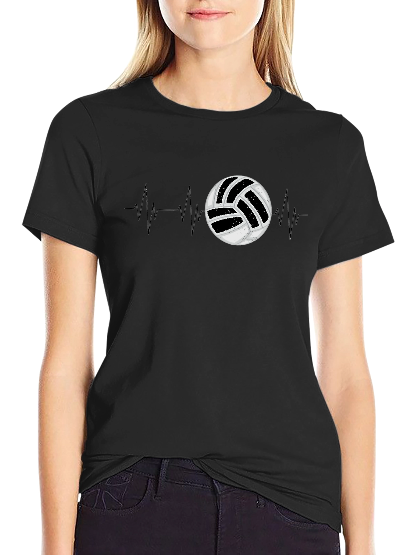 Volleyball Heartbeat Graphic Tee - Sports T-Shirt