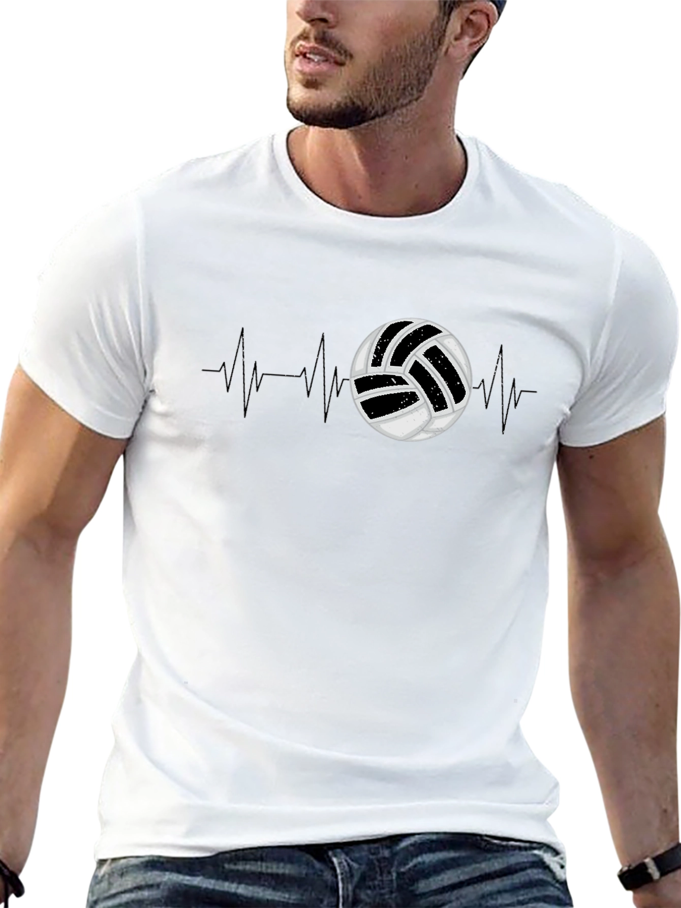 Volleyball Heartbeat Graphic Tee - Sports T-Shirt