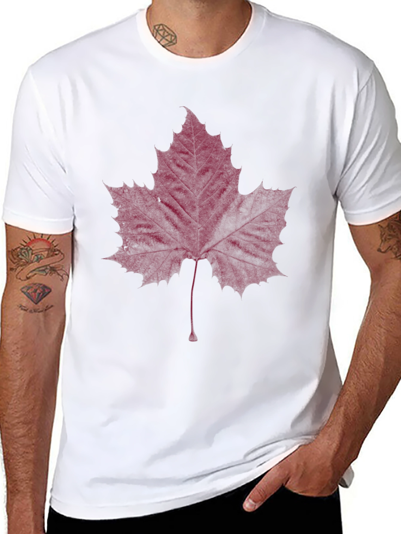 Maroon Maple Leaf Graphic Tee - Stylish Casual Wear