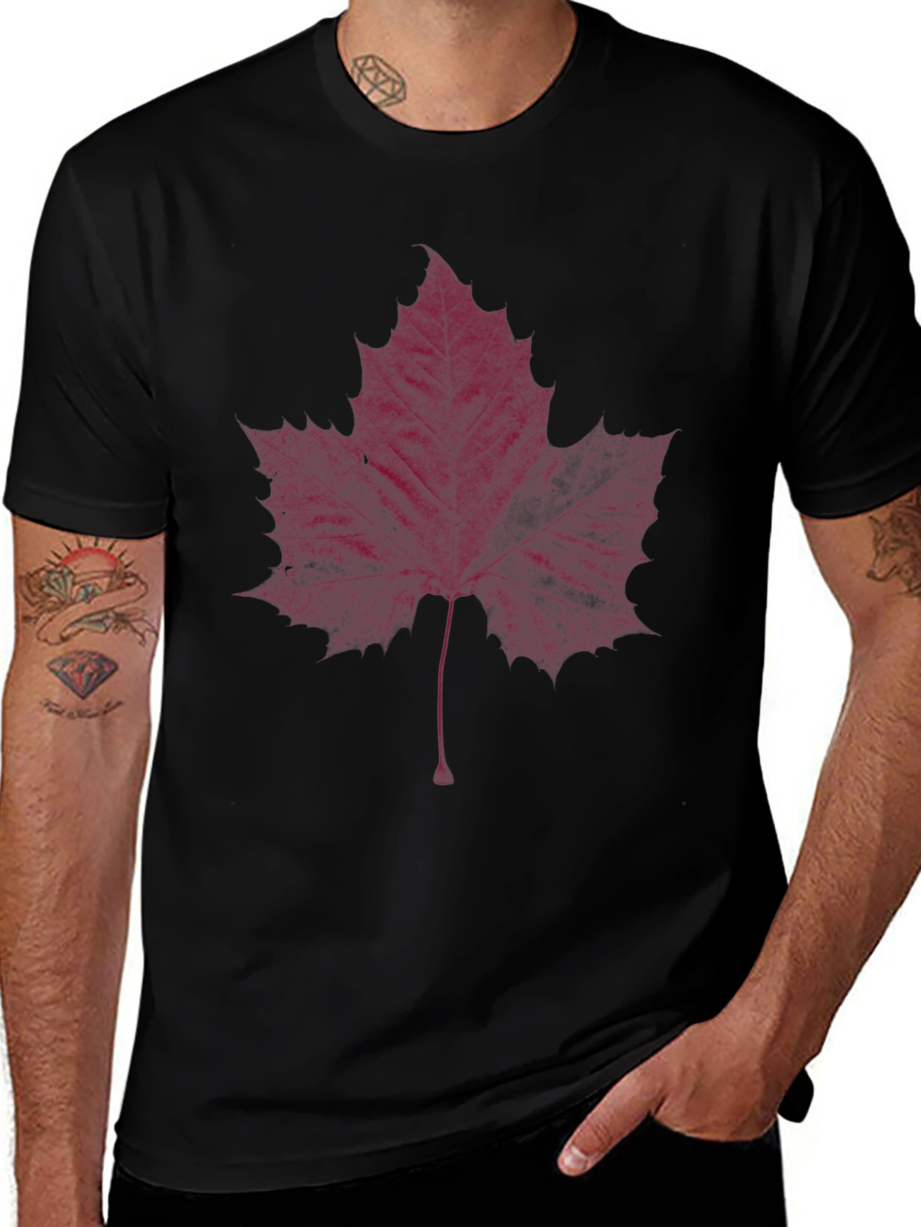 Maroon Maple Leaf Graphic Tee - Stylish Casual Wear