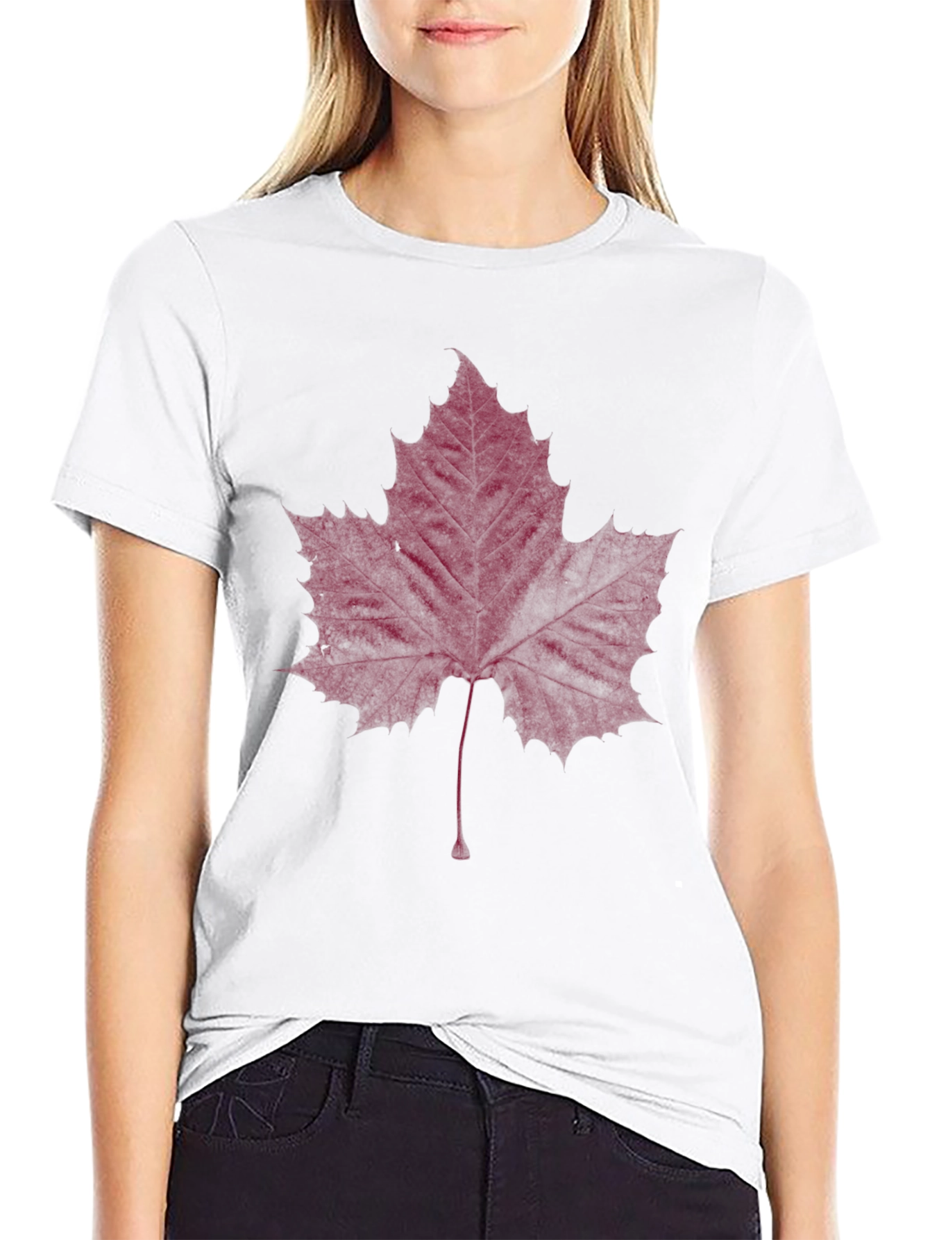 Maroon Maple Leaf Graphic Tee - Stylish Casual Wear