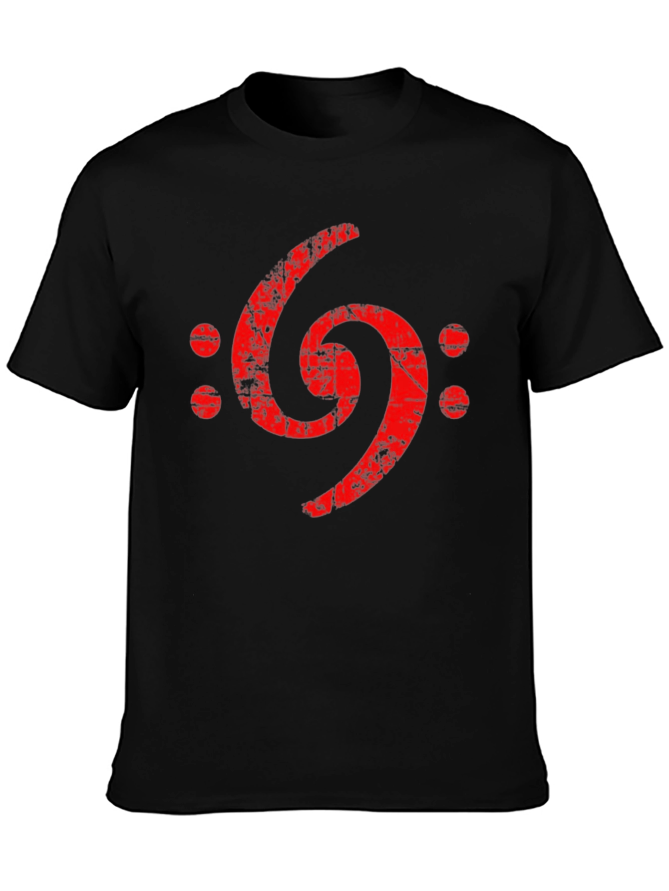 Distressed Bass Clef Graphic Tee - Black