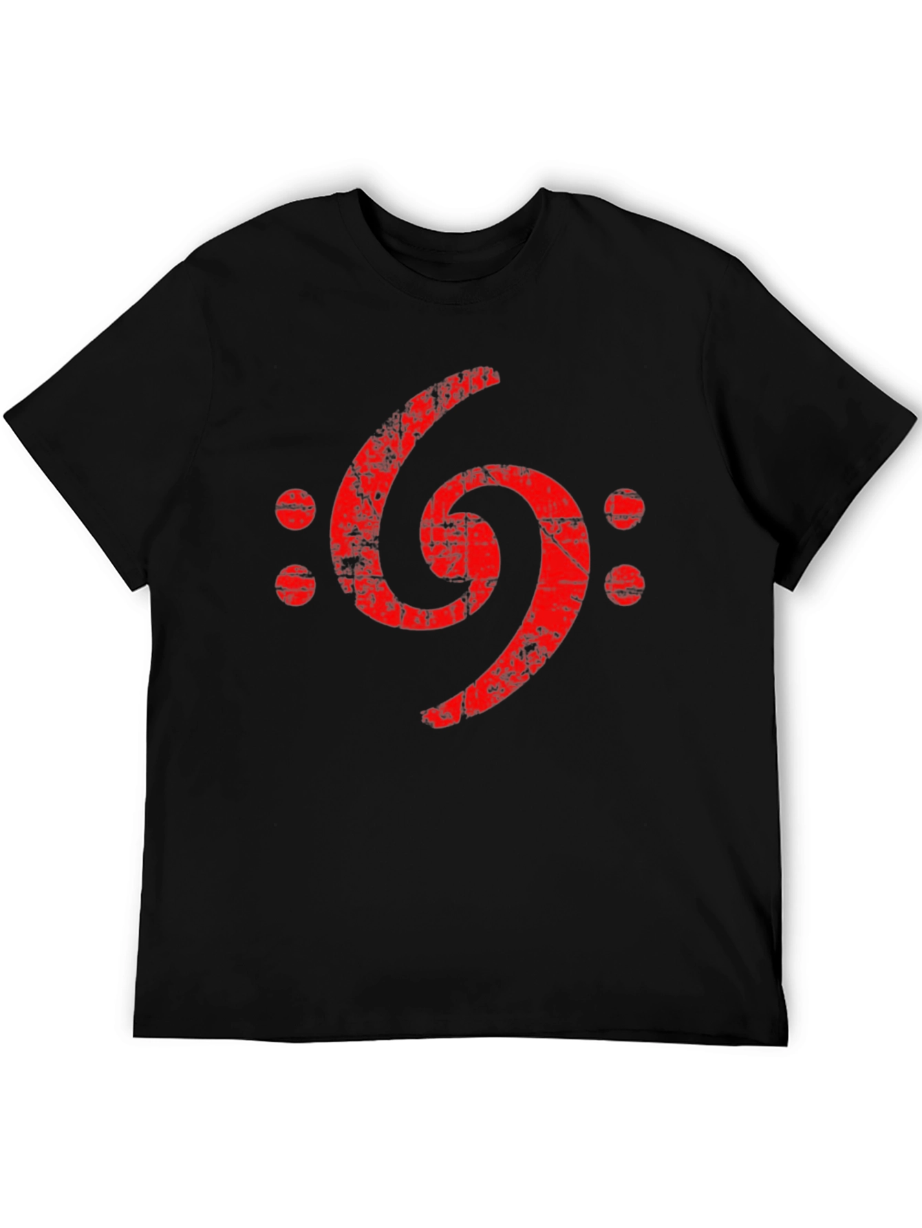 Distressed Bass Clef Graphic Tee - Black