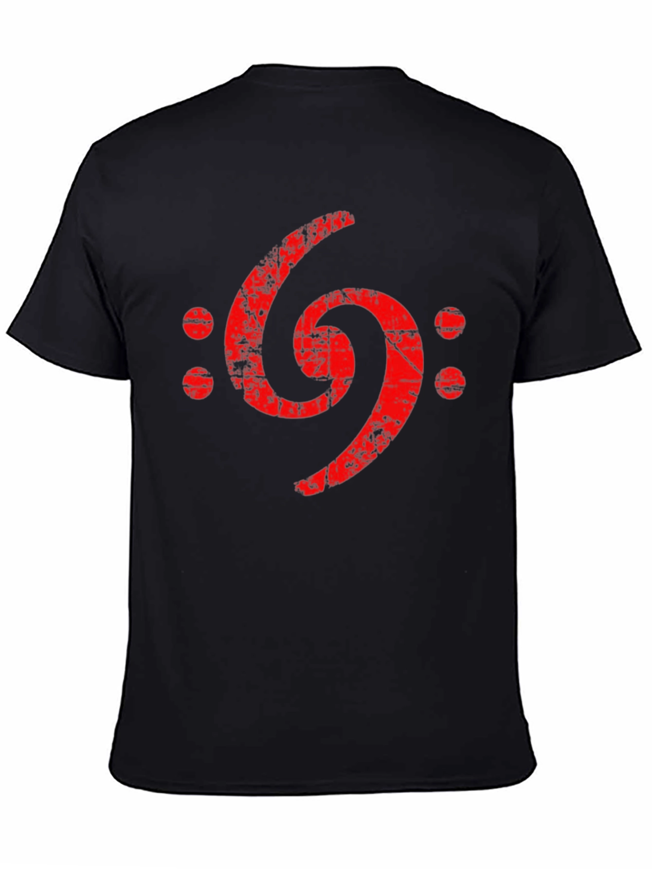 Distressed Bass Clef Graphic Tee - Black