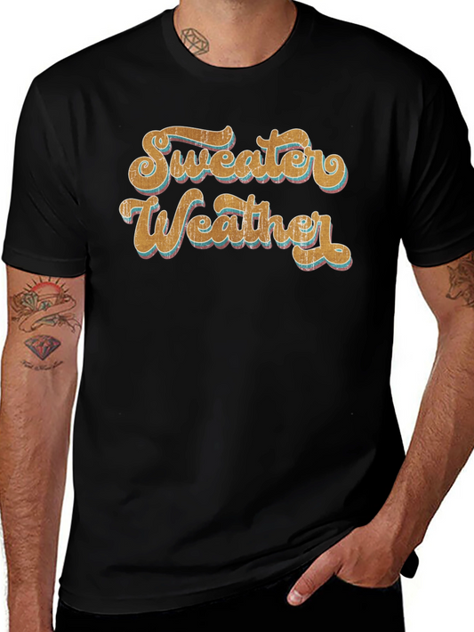 Sweater Weather Graphic Tee - Vintage Style Soft Black T-Shirt