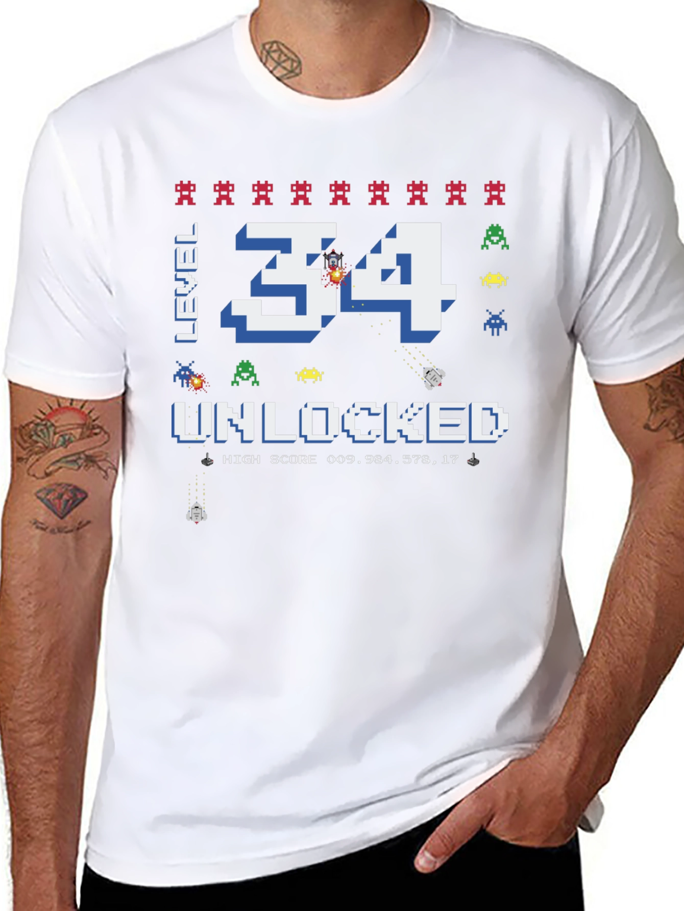 Level 34 Unlocked Graphic Tee - Gamer Birthday Shirt