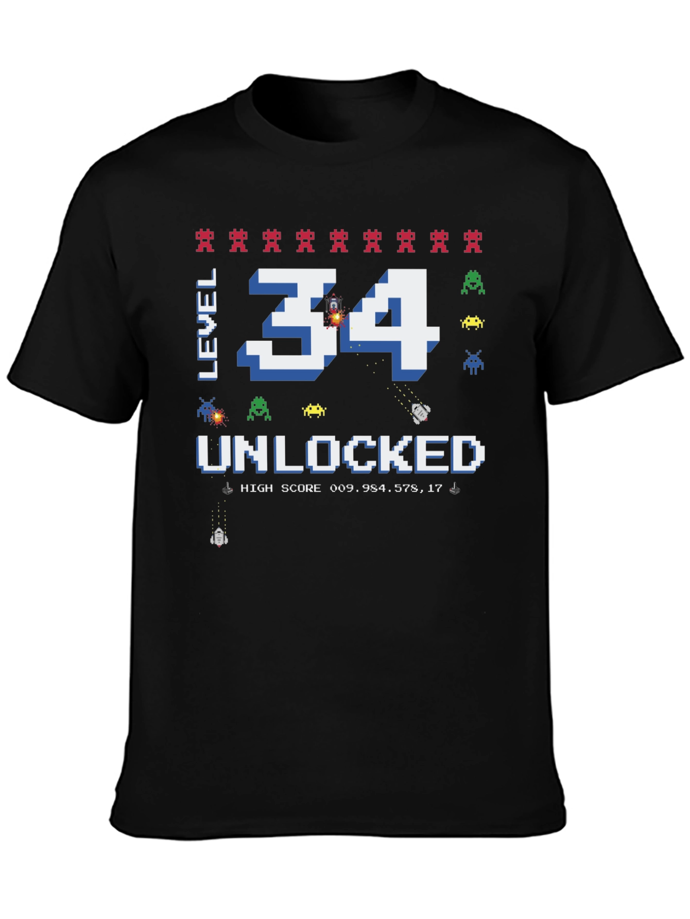 Level 34 Unlocked Graphic Tee - Gamer Birthday Shirt