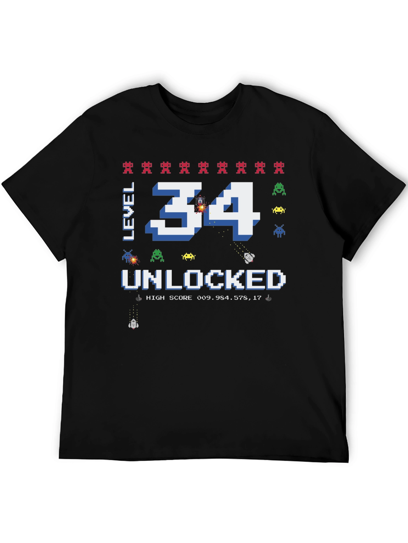 Level 34 Unlocked Graphic Tee - Gamer Birthday Shirt
