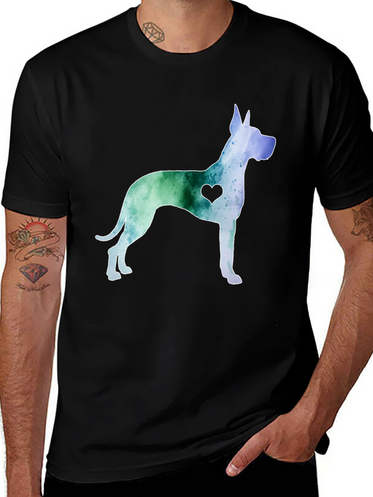 Dog Lover Tee - Watercolor Great Dane with Heart