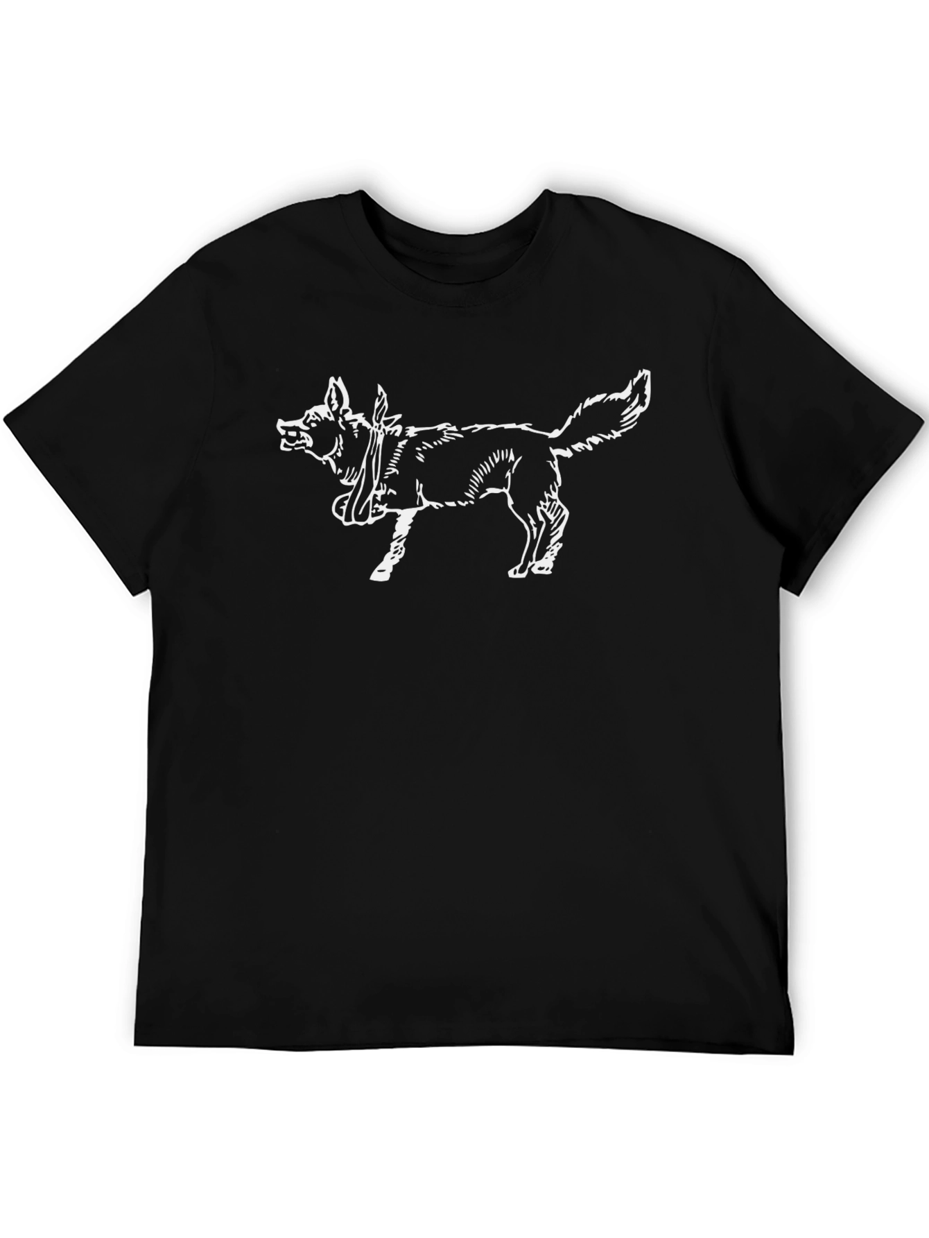 Dog Graphic Tee - Mens Black Cotton T-Shirt