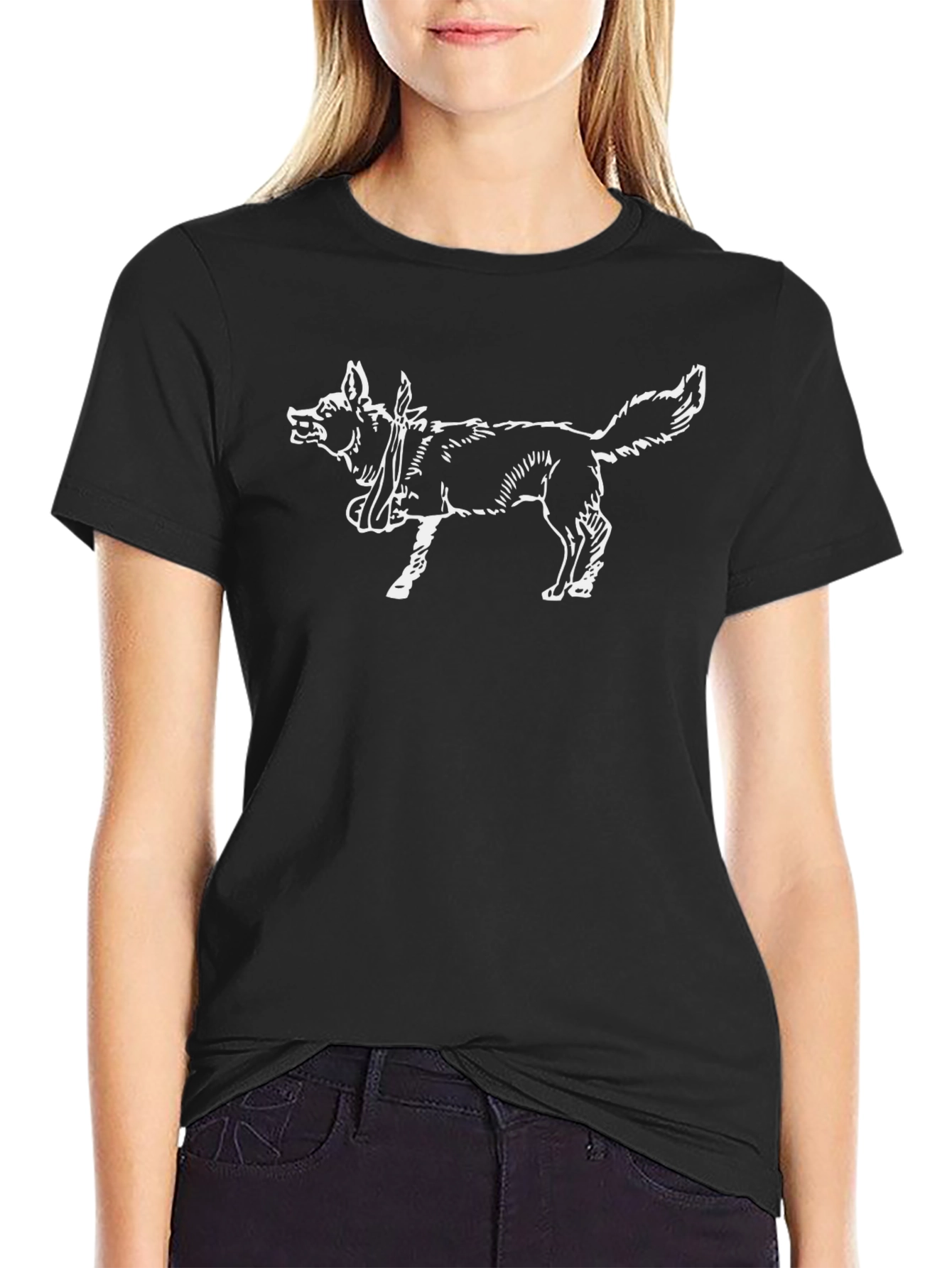 Dog Graphic Tee - Mens Black Cotton T-Shirt
