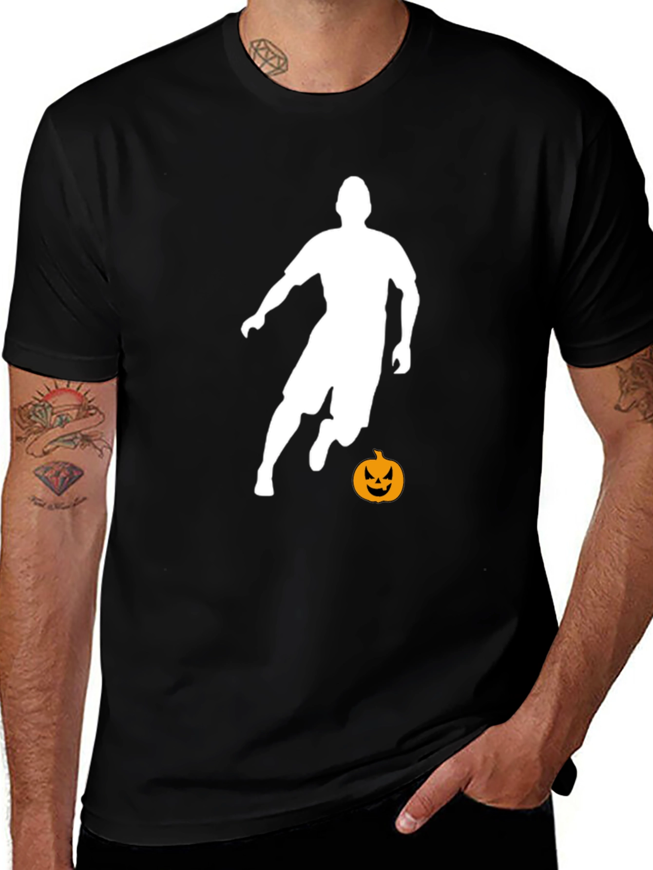 Halloween Soccer Player Black T-Shirt