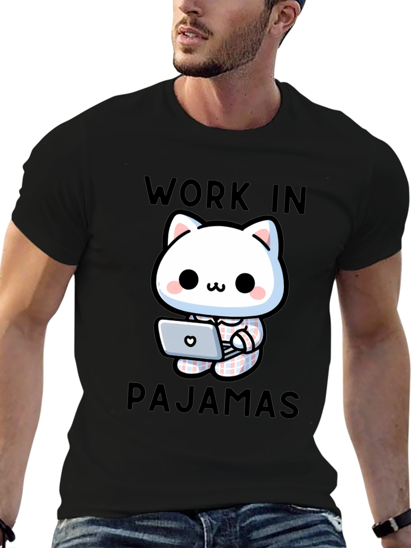 Work In Pajamas Cat T-Shirt