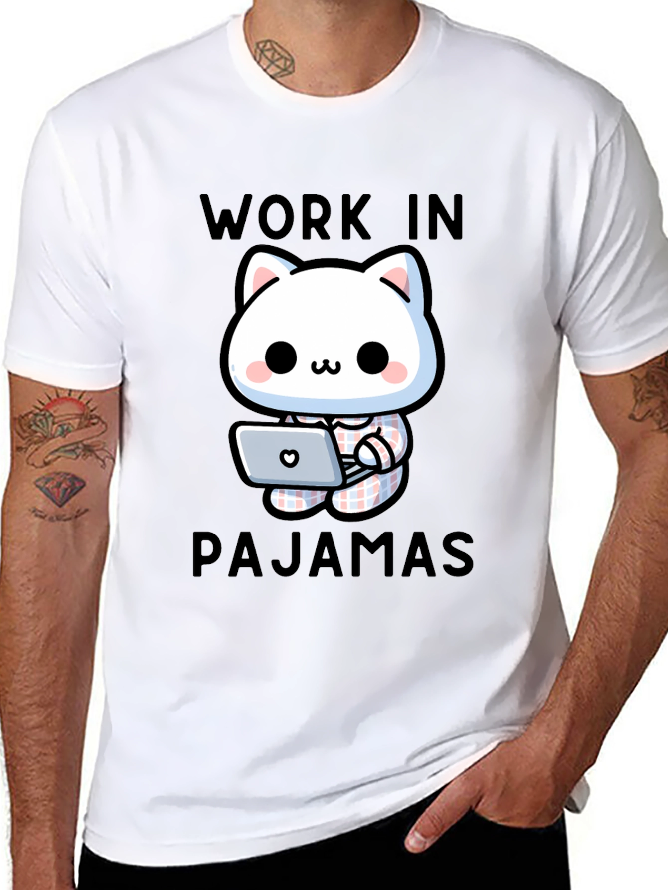 Work In Pajamas Cat T-Shirt