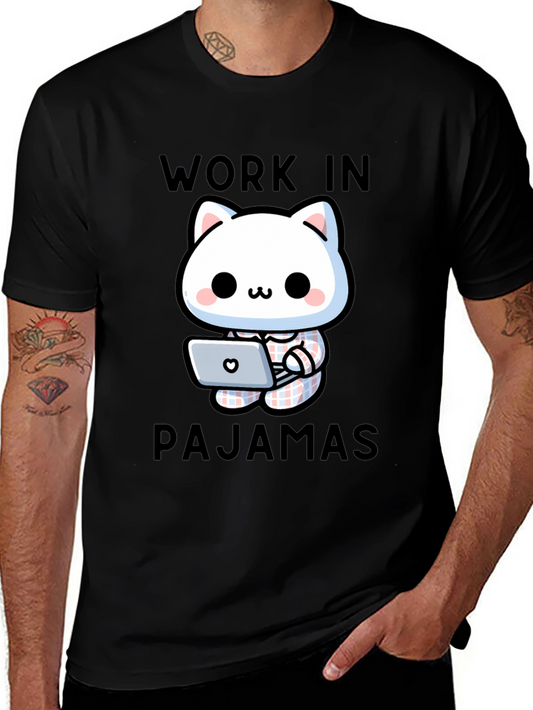 Work In Pajamas Cat T-Shirt