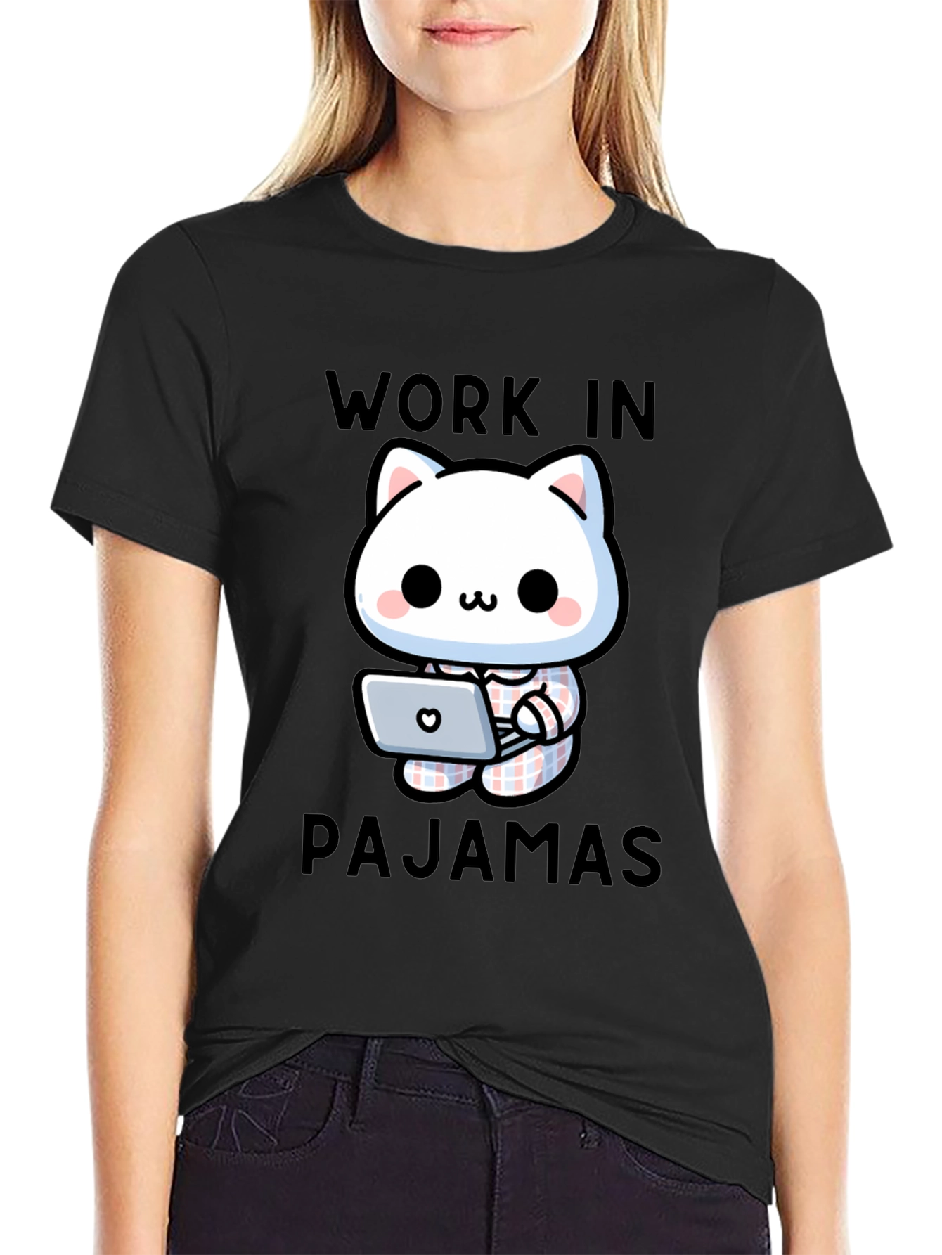 Work In Pajamas Cat T-Shirt