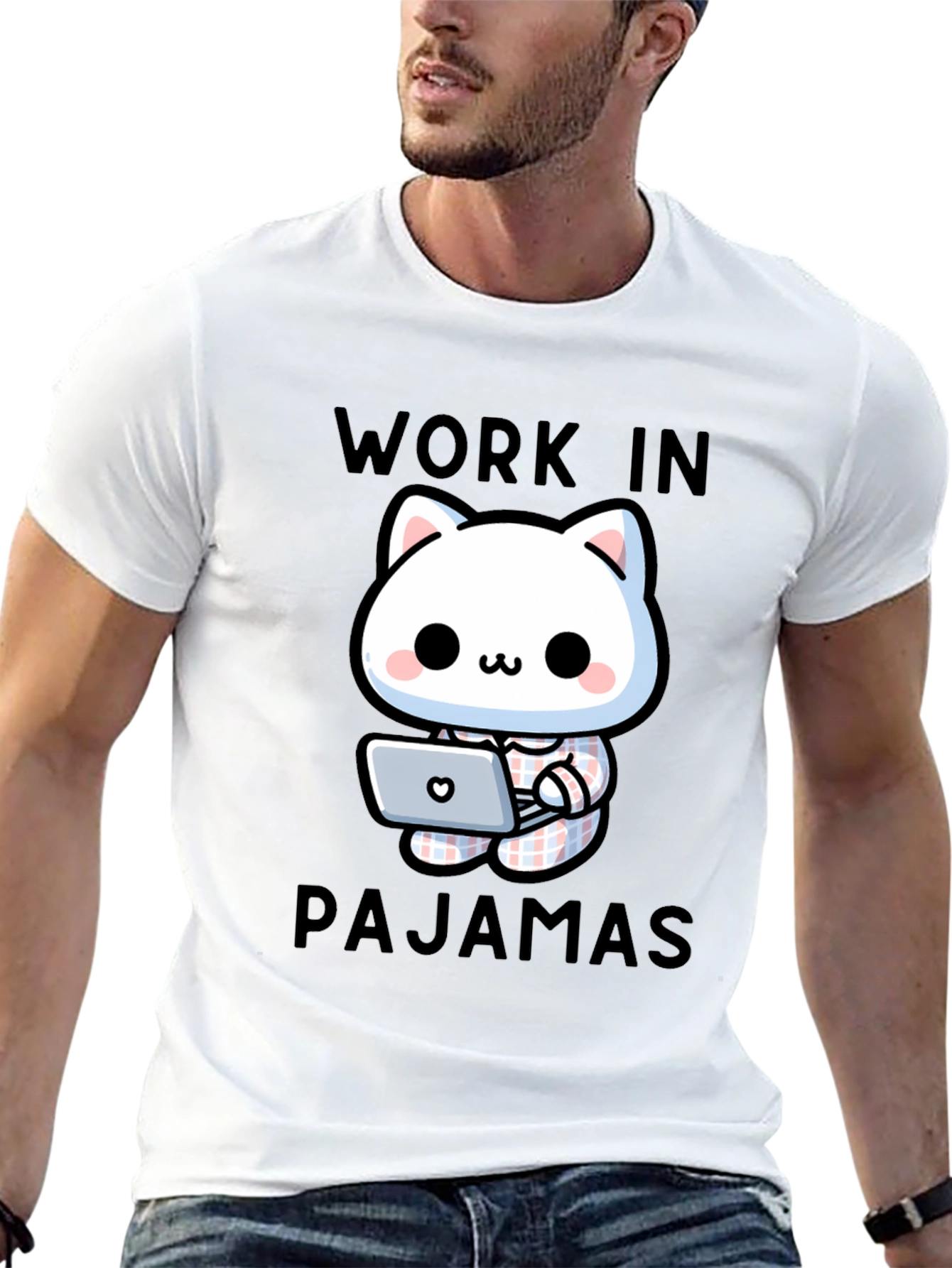 Work In Pajamas Cat T-Shirt