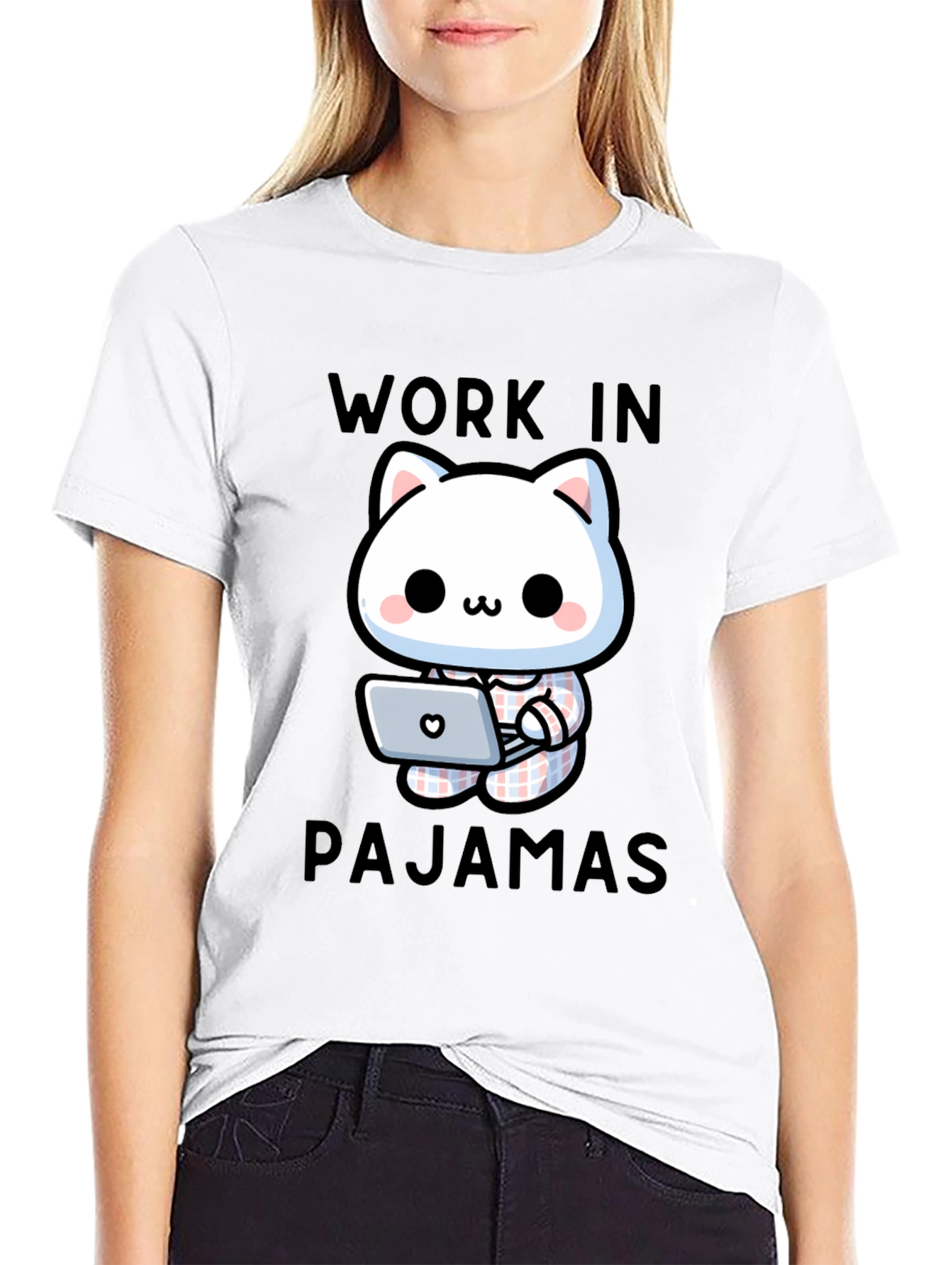 Work In Pajamas Cat T-Shirt
