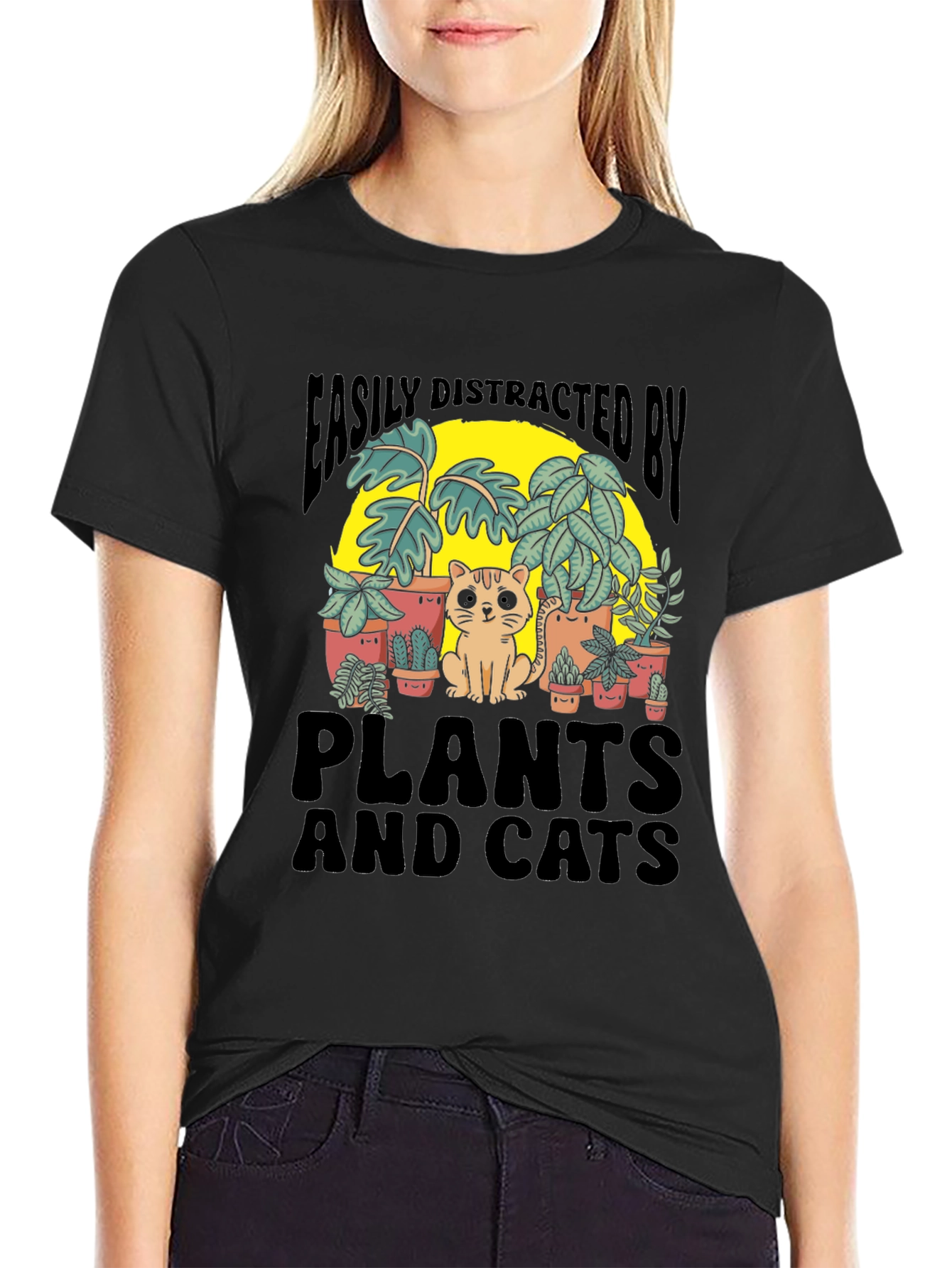 Easily Distracted By Plants and Cats Graphic Tee